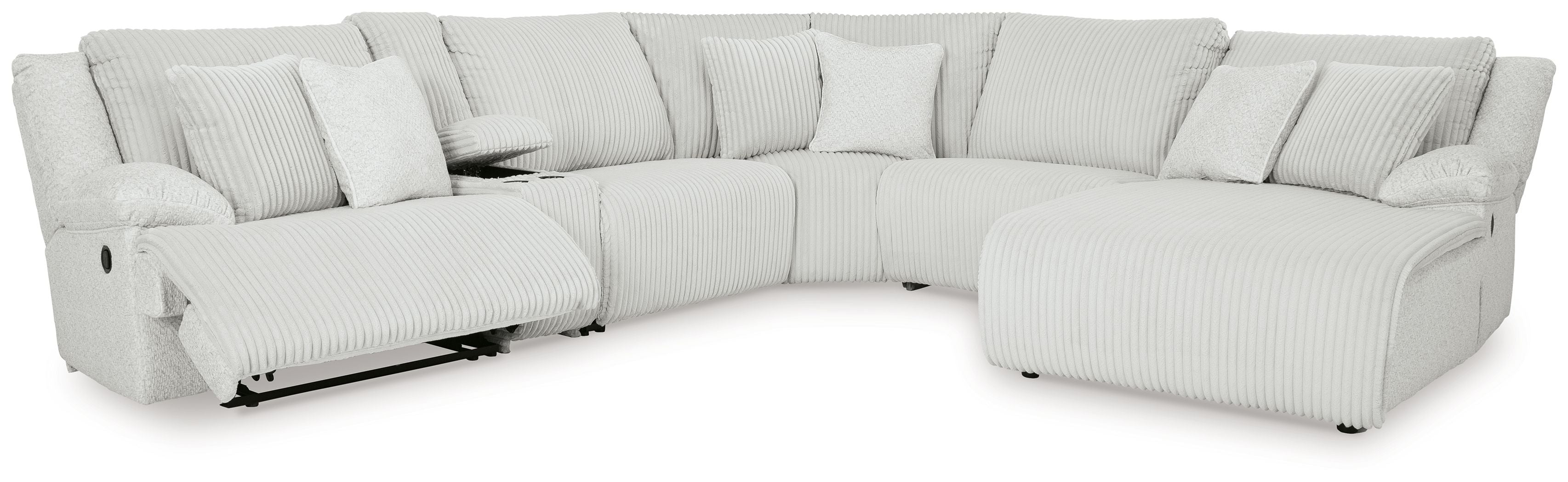 Top Tier - Alloy - 6-Piece Reclining Sectional With Raf Chaise - Fabric