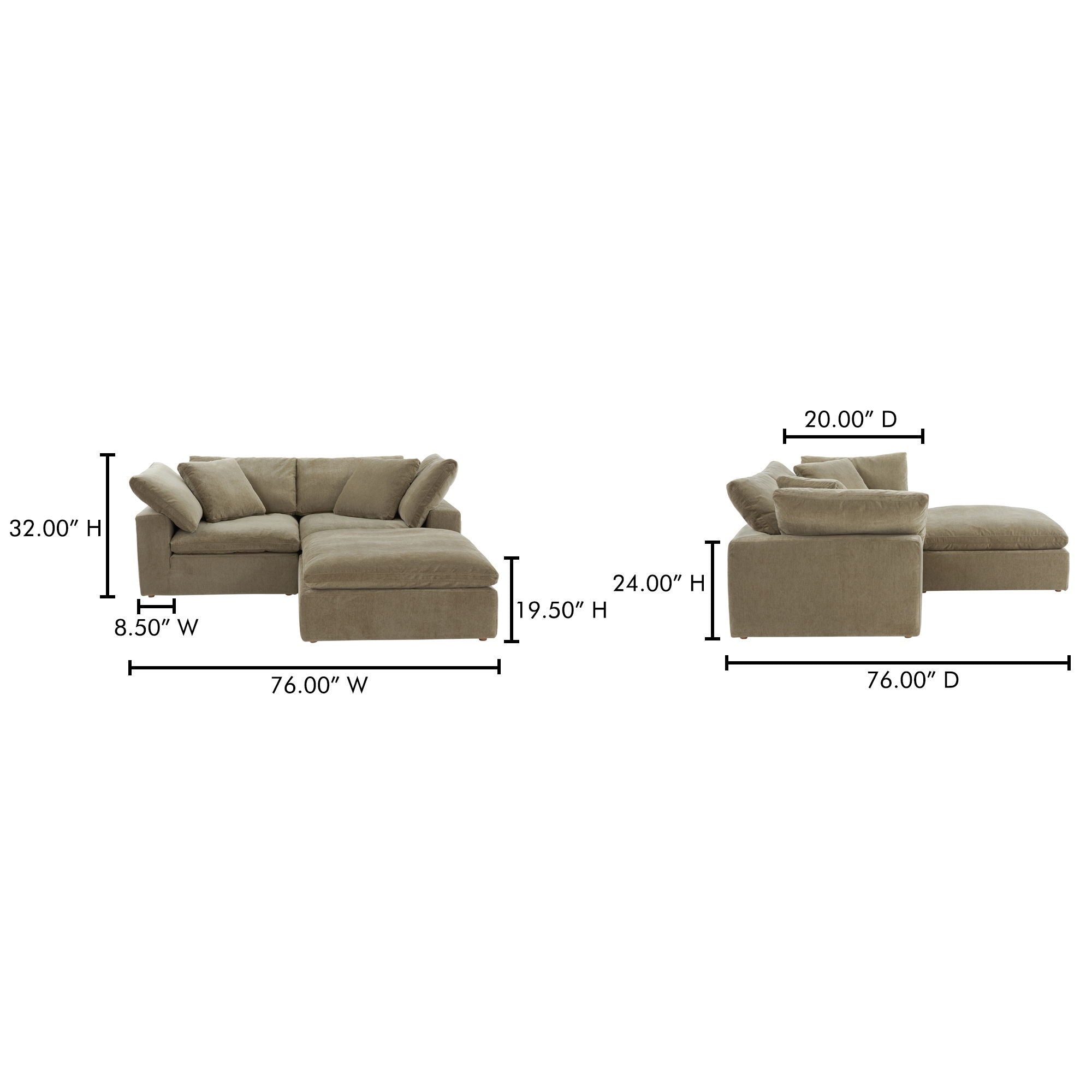 Terra Nook - Performance Fabric Modular Sectional - Desert Sage