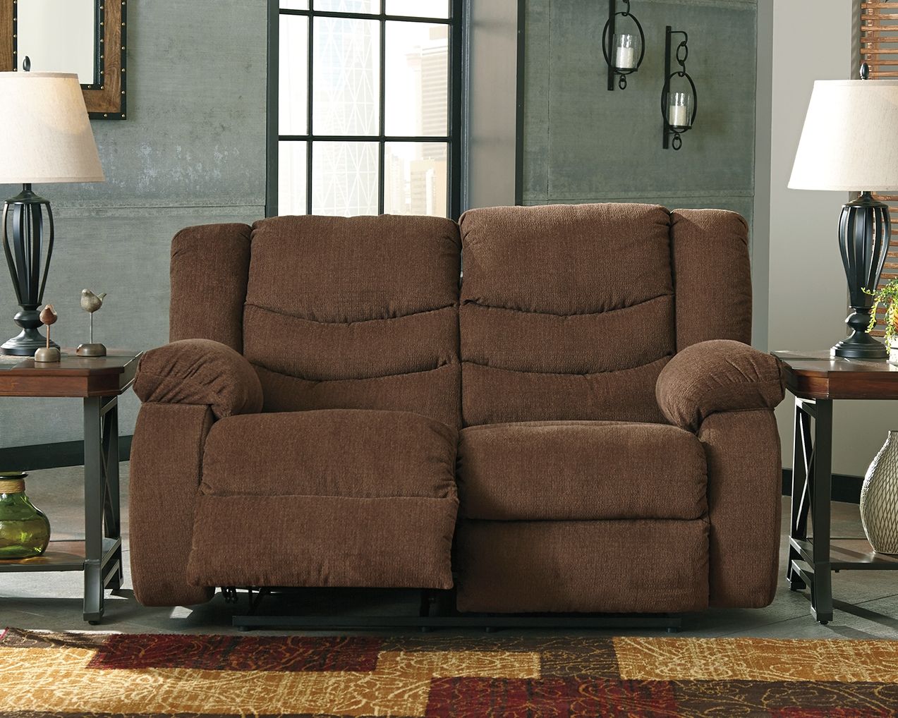 Tulen - Chocolate - Reclining Loveseat - Fabric