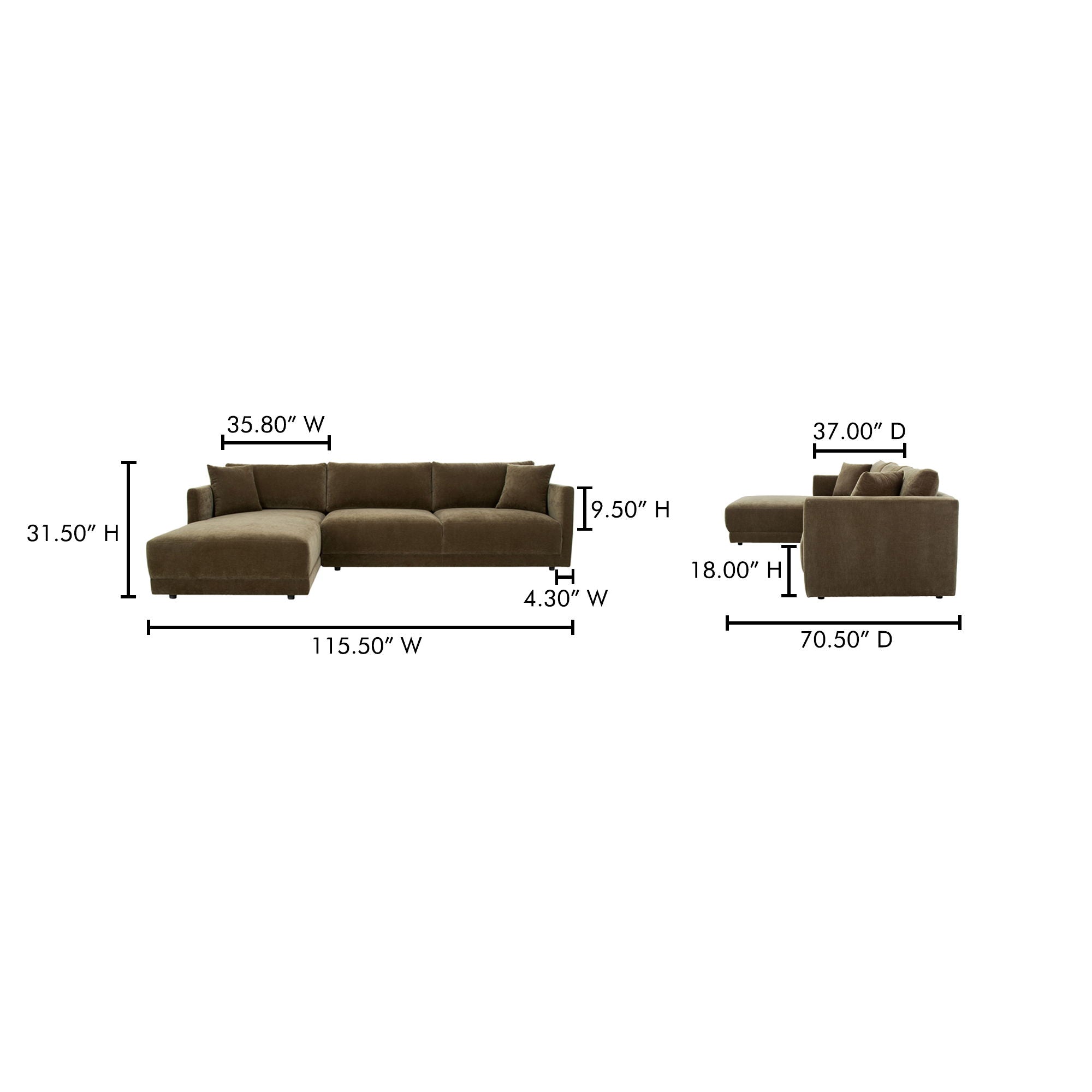 Bryn - Sectional Left - Cedar Green