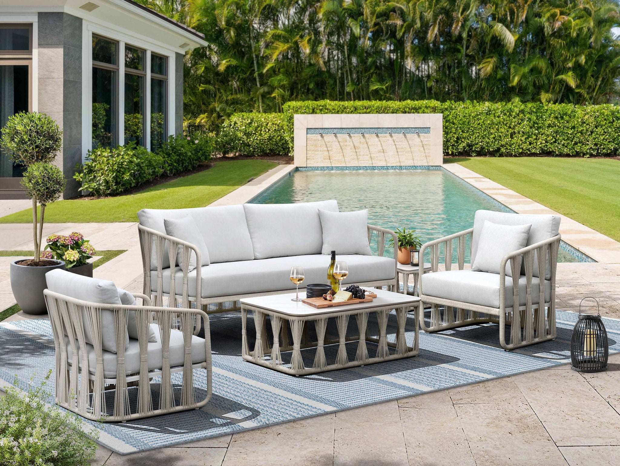 Alexa - Outdoor Seating Chair With Pillow - White