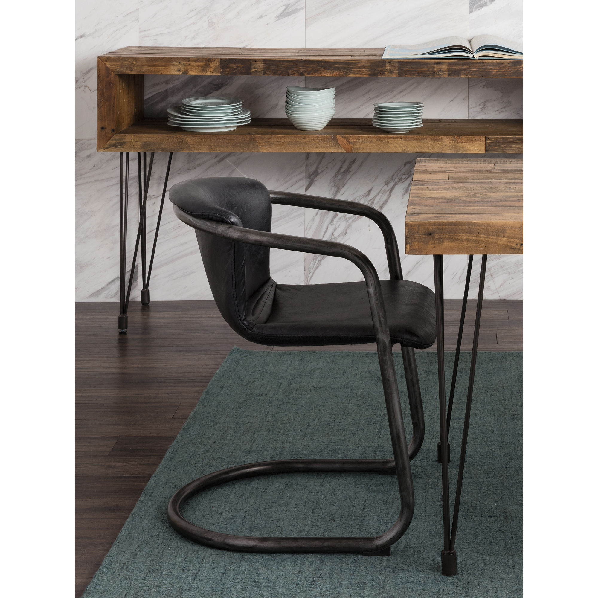 Freeman - Leather Dining Chair (Set of 2) - Onyx Black