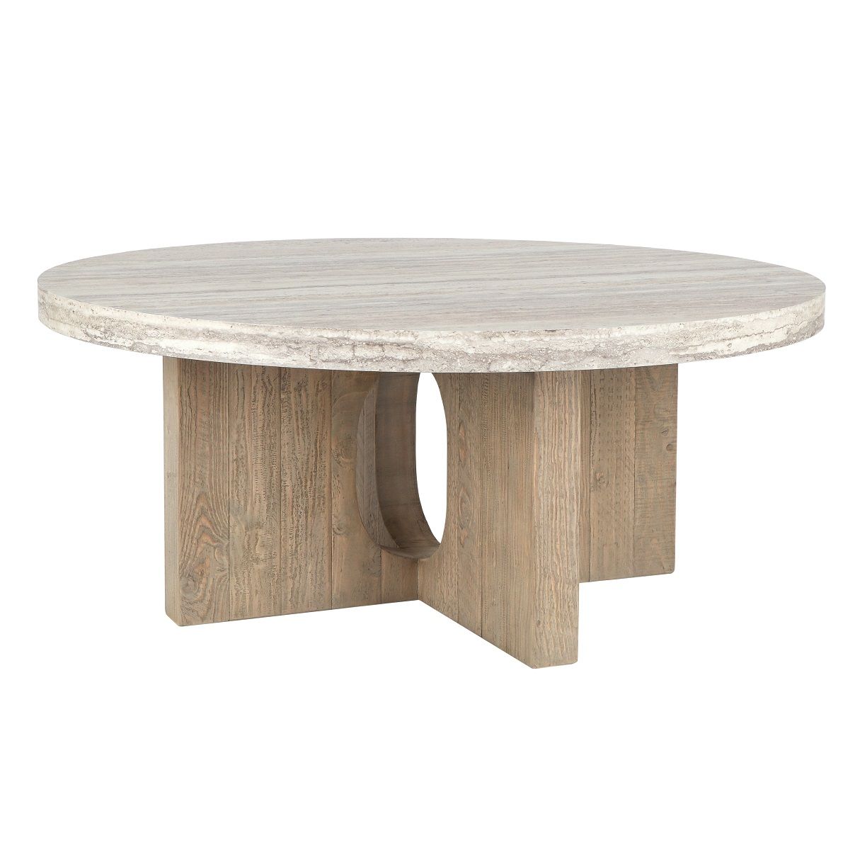 Talbot - Round Coffee Table - Light Brown & Gray