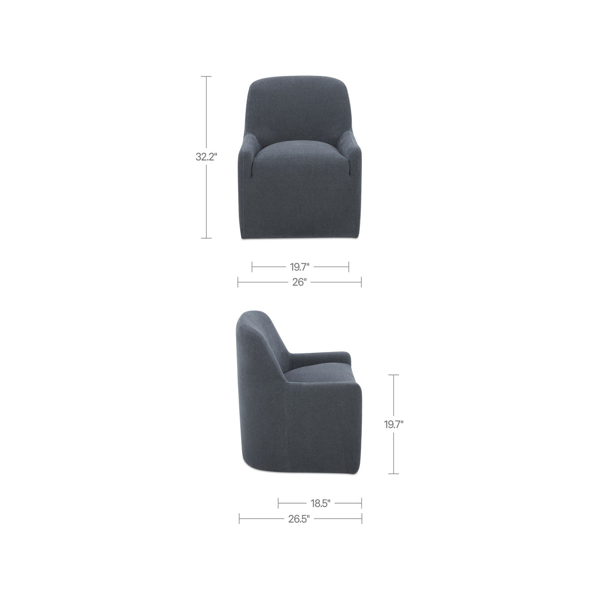 Maisie - Rolling Dining Chair - Slate Blue