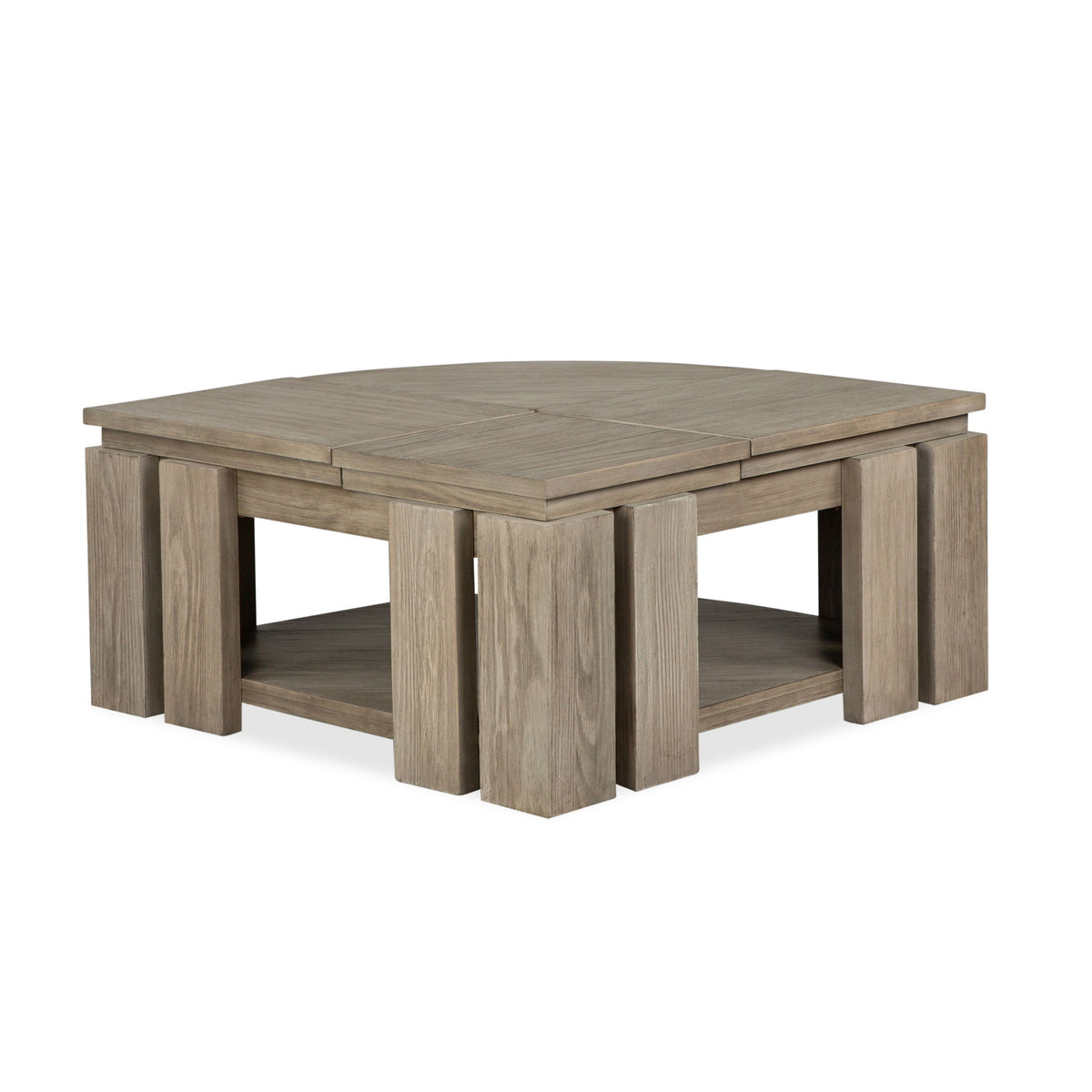 Conrad - Pie Shaped Lift Top Cocktail Table With Casters - Stone Harbor Gray