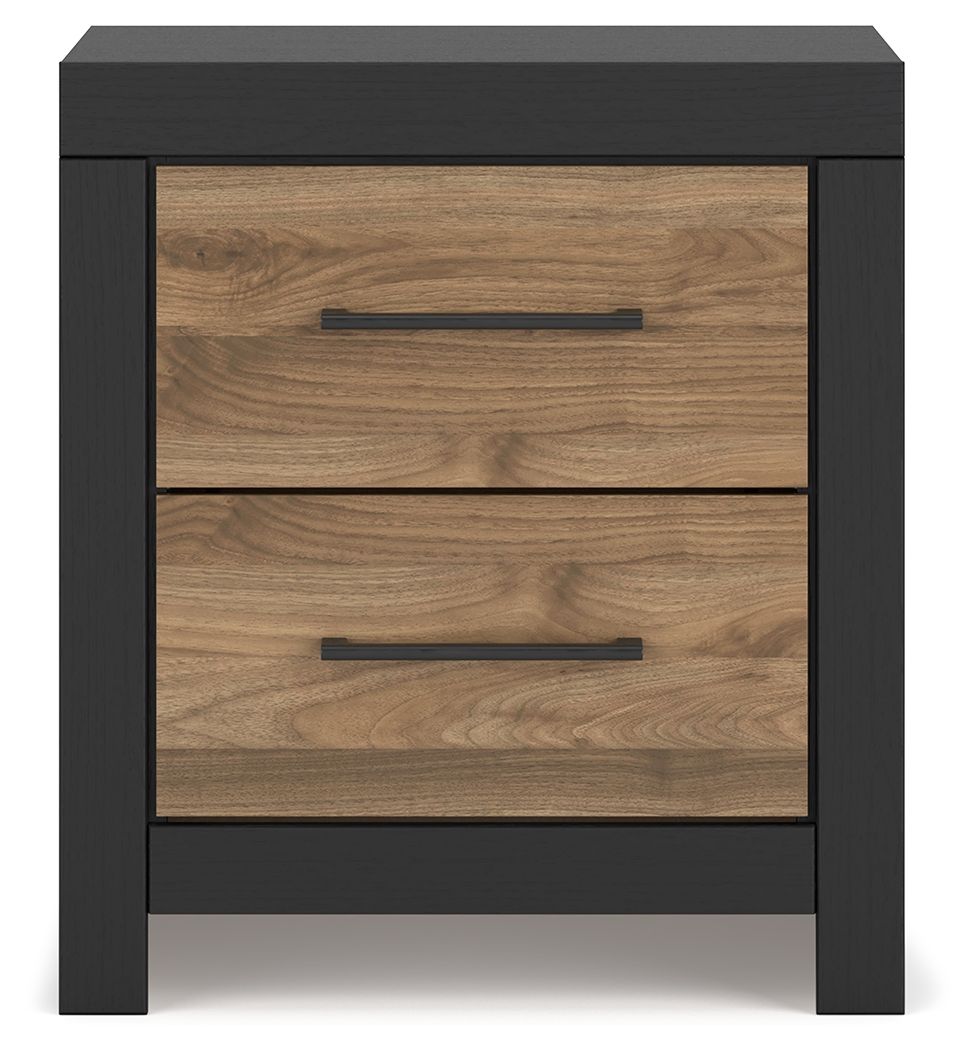 Vertani - Black / Honey Brown - Two Drawer Night Stand