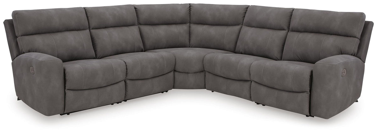 Next-Gen Durapella - 5-Piece Power Reclining Sectional - Slate - Faux Leather