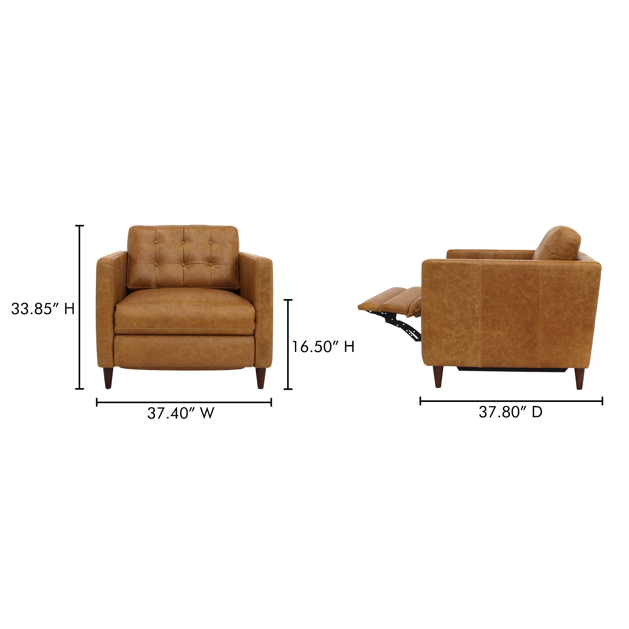 Bridgers - Power Recliner Chair Leather - Tan