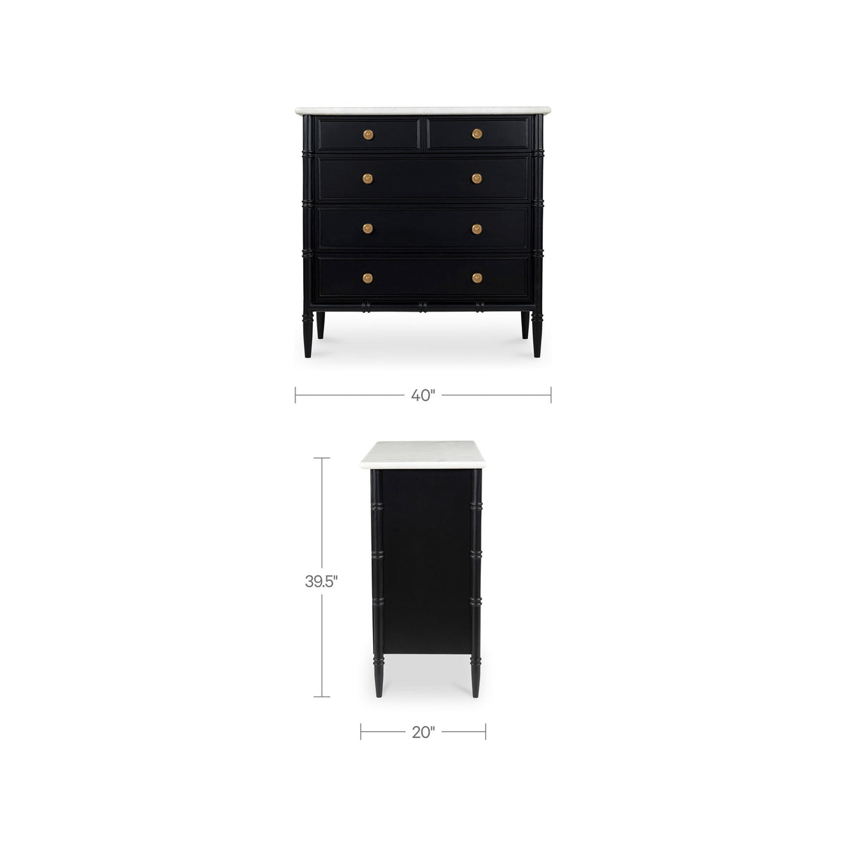 Eleanor - 5 Drawer Chest - Black