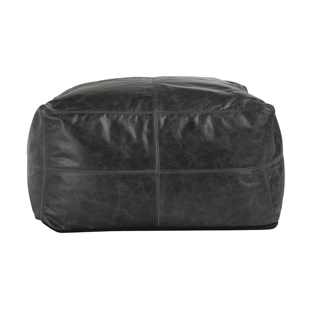 Poufs - Leather Dexter Pouf - Onyx