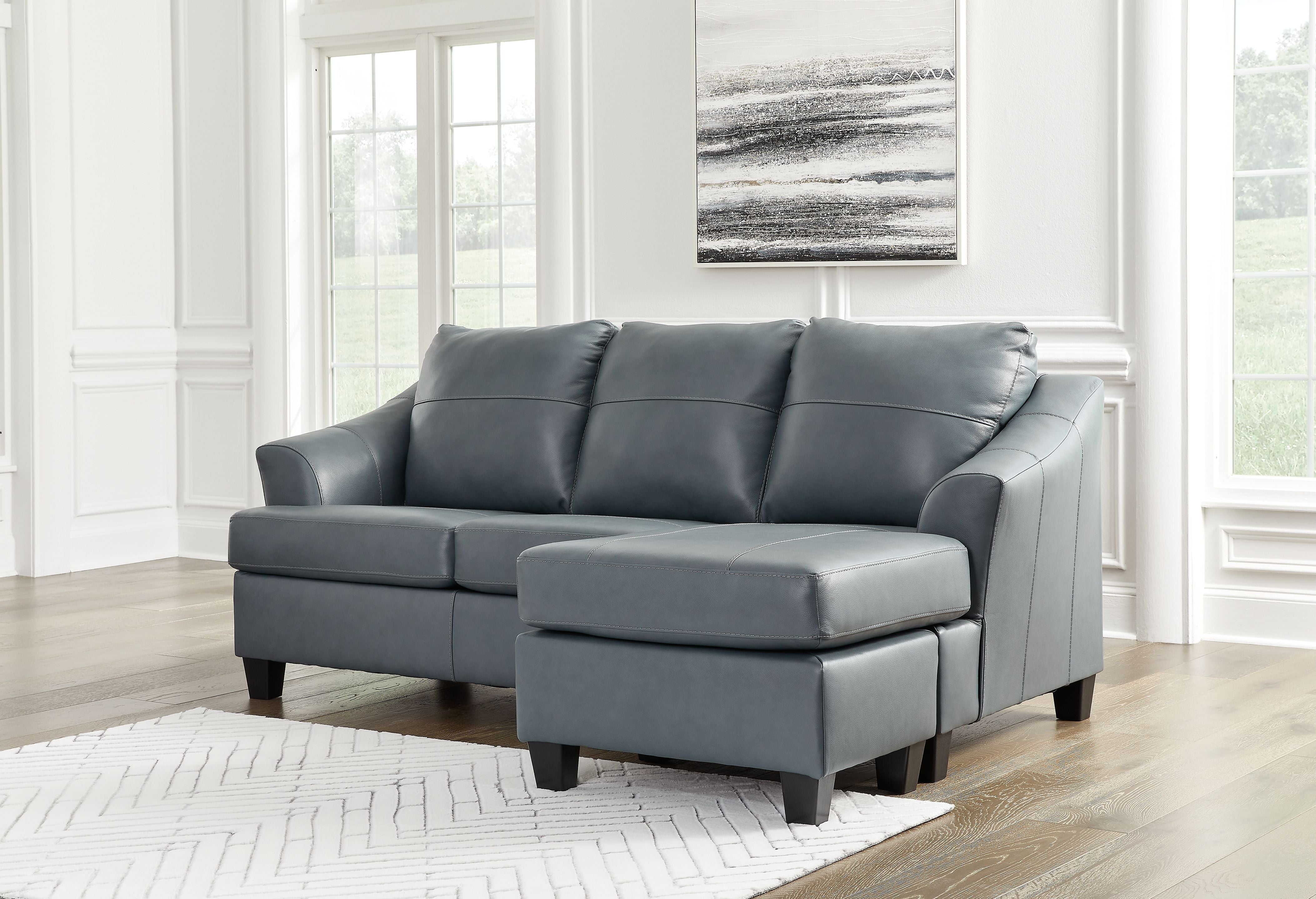 Genoa - Steel - Sofa Chaise - Leather Match