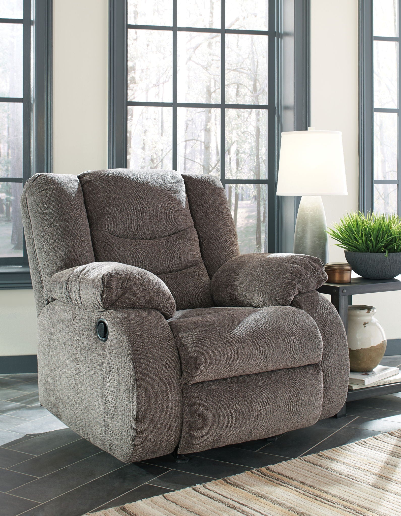Tulen - 3 Pc. - Reclining Sofa, Reclining Loveseat, Rocker Recliner - Gray
