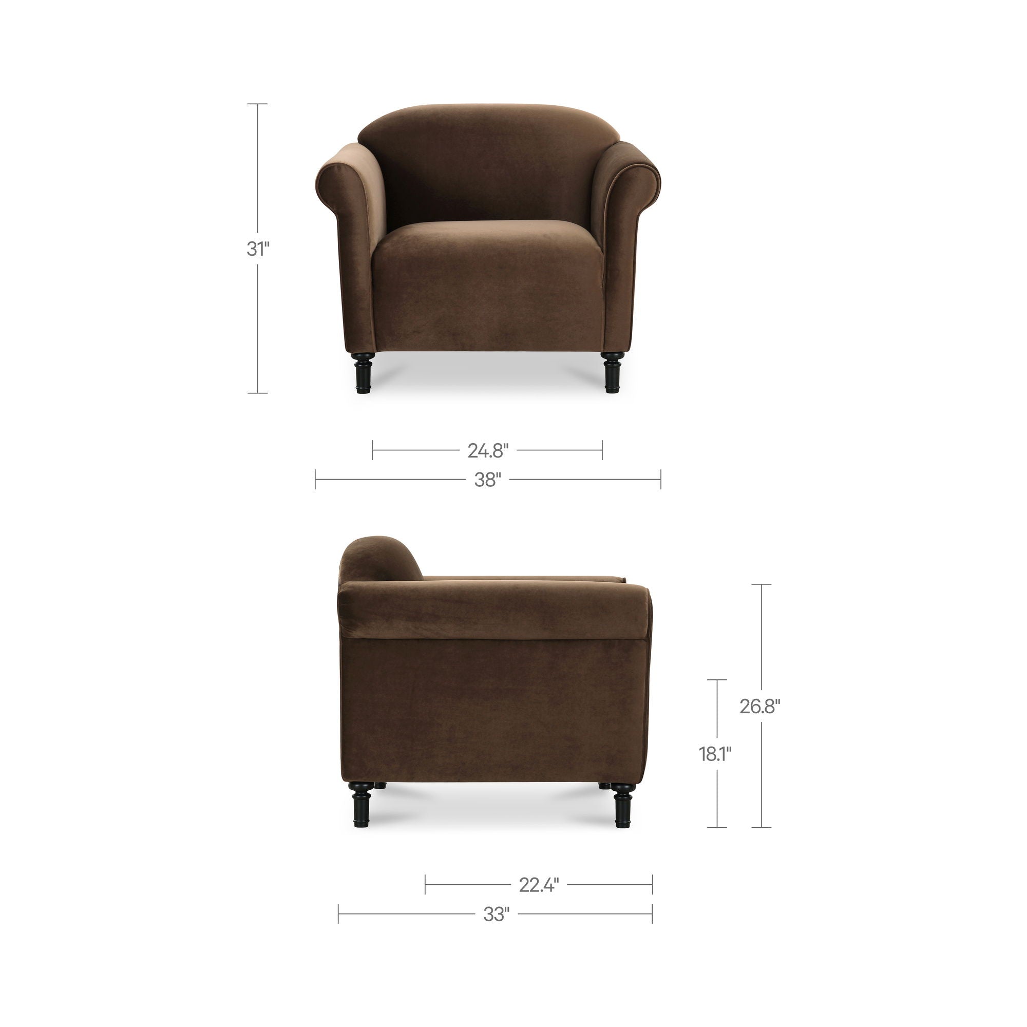 Harmony - Fabric Accent Chair - Dark Brown