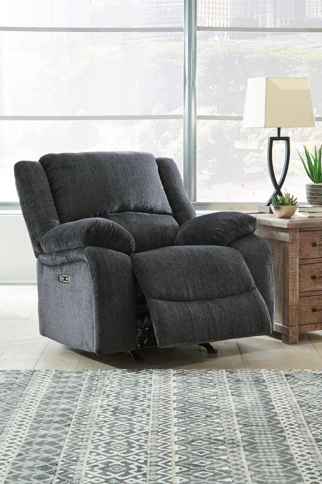 Draycoll - Power Rocker Recliner - Fabric - Slate