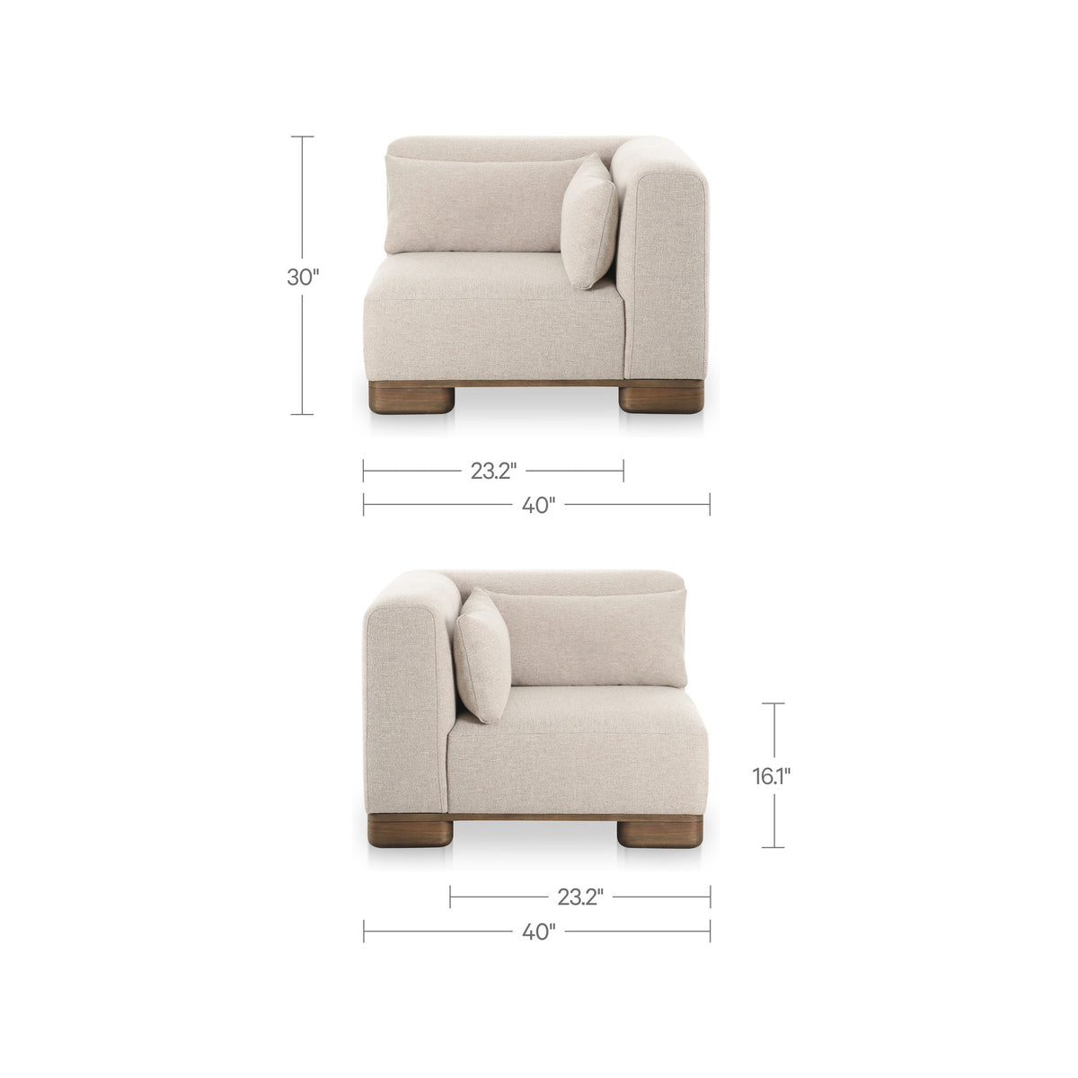June - Corner Chair - Oatmeal