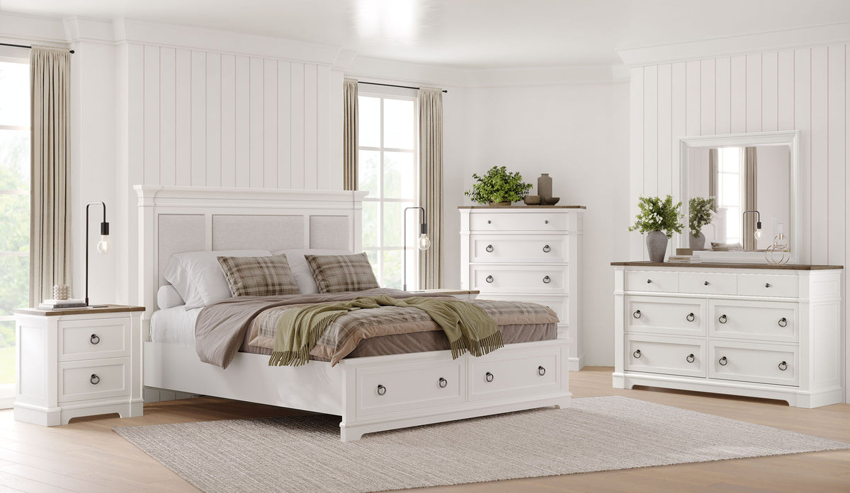 Kingston - Landscape Mirror - Whisper White And Cerused Nutmeg