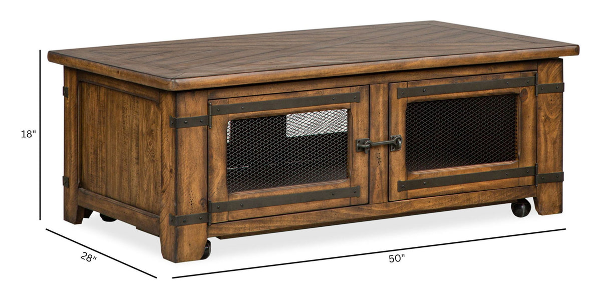 Chesterfield - Top Storage Cocktail Table With Casters - Farmhouse Timber