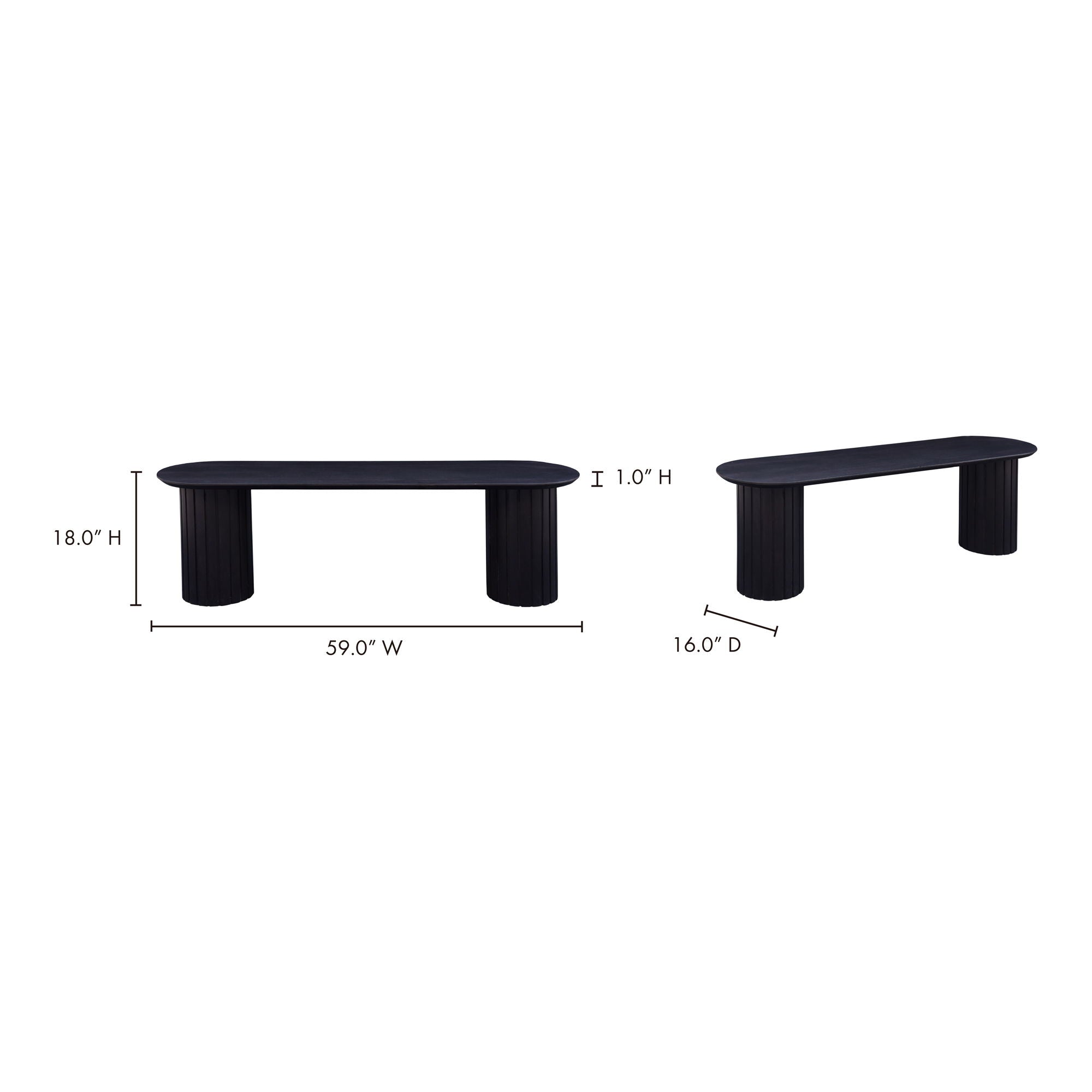 Povera - Wood Dining Bench - Black