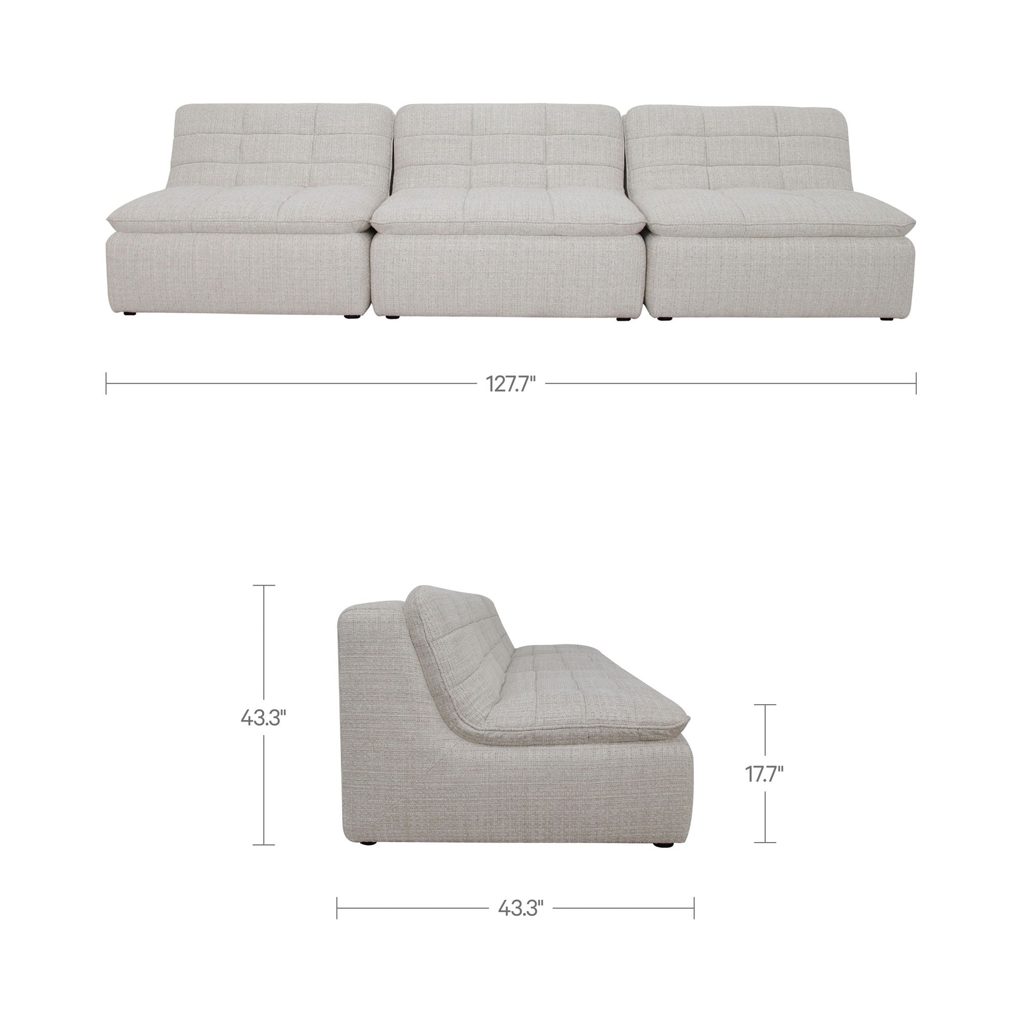 Lino - Armless Modular Sofa - Textured Oat / Beige