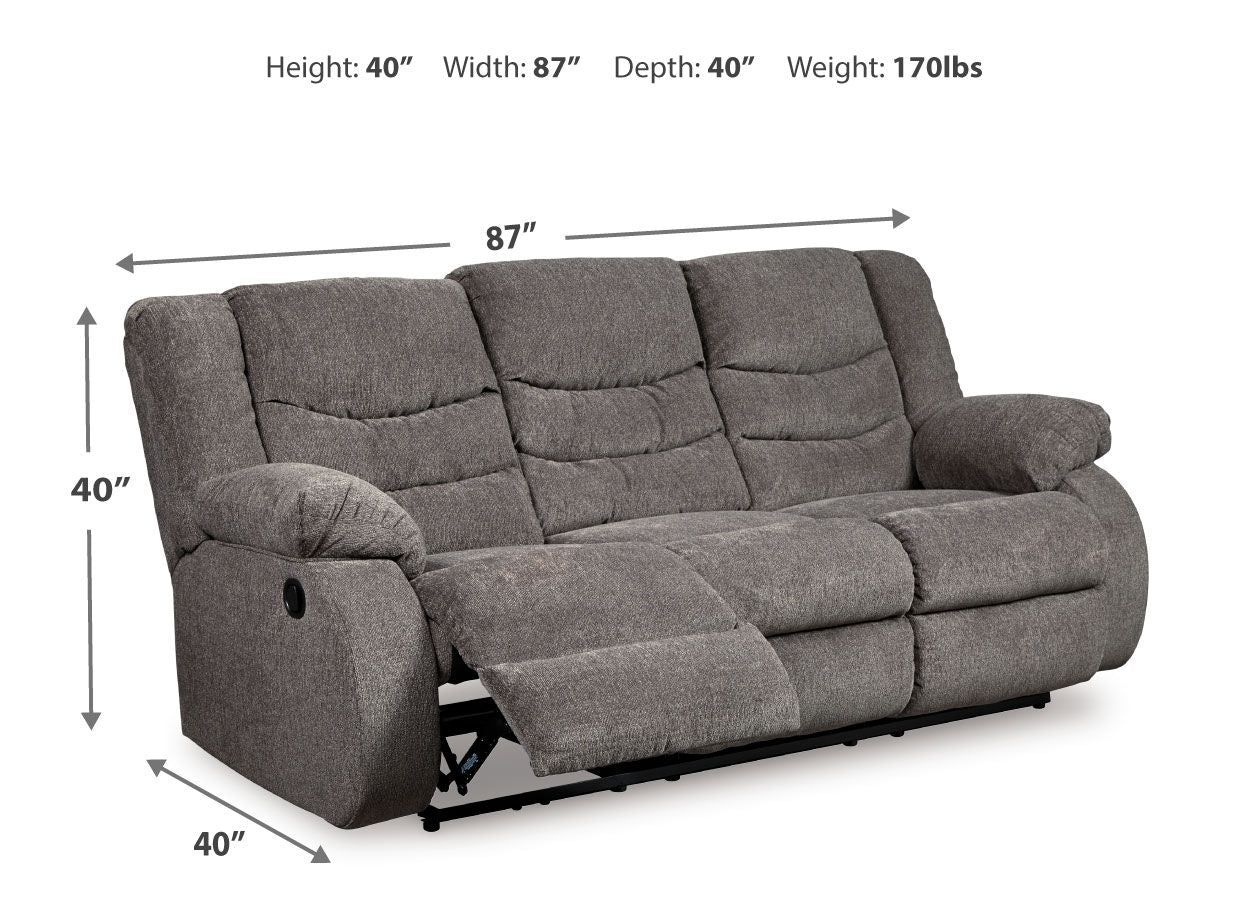Tulen - Reclining Sofa - Dark Gray