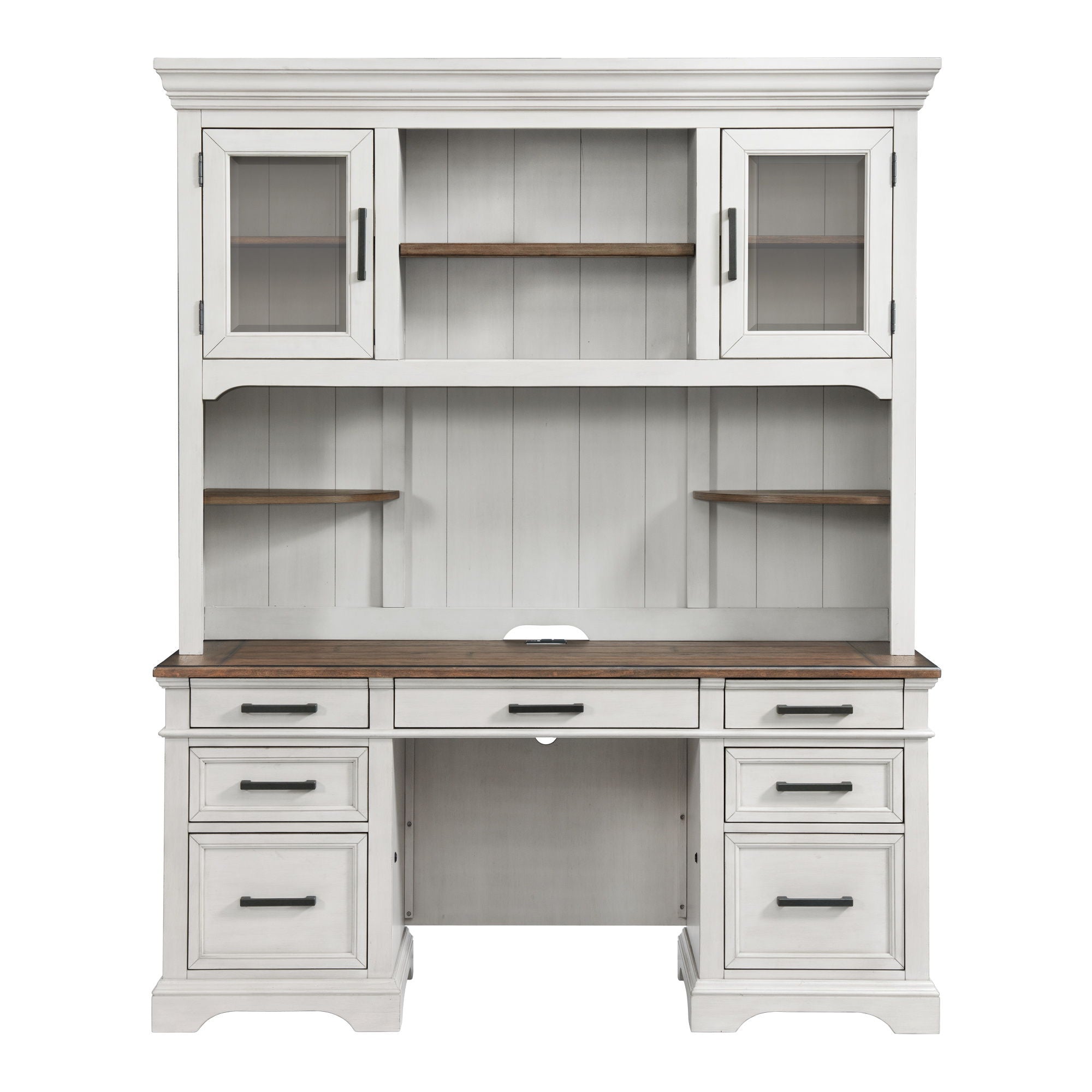 Drake - Credenza Hutch - Rustic White / French Oak