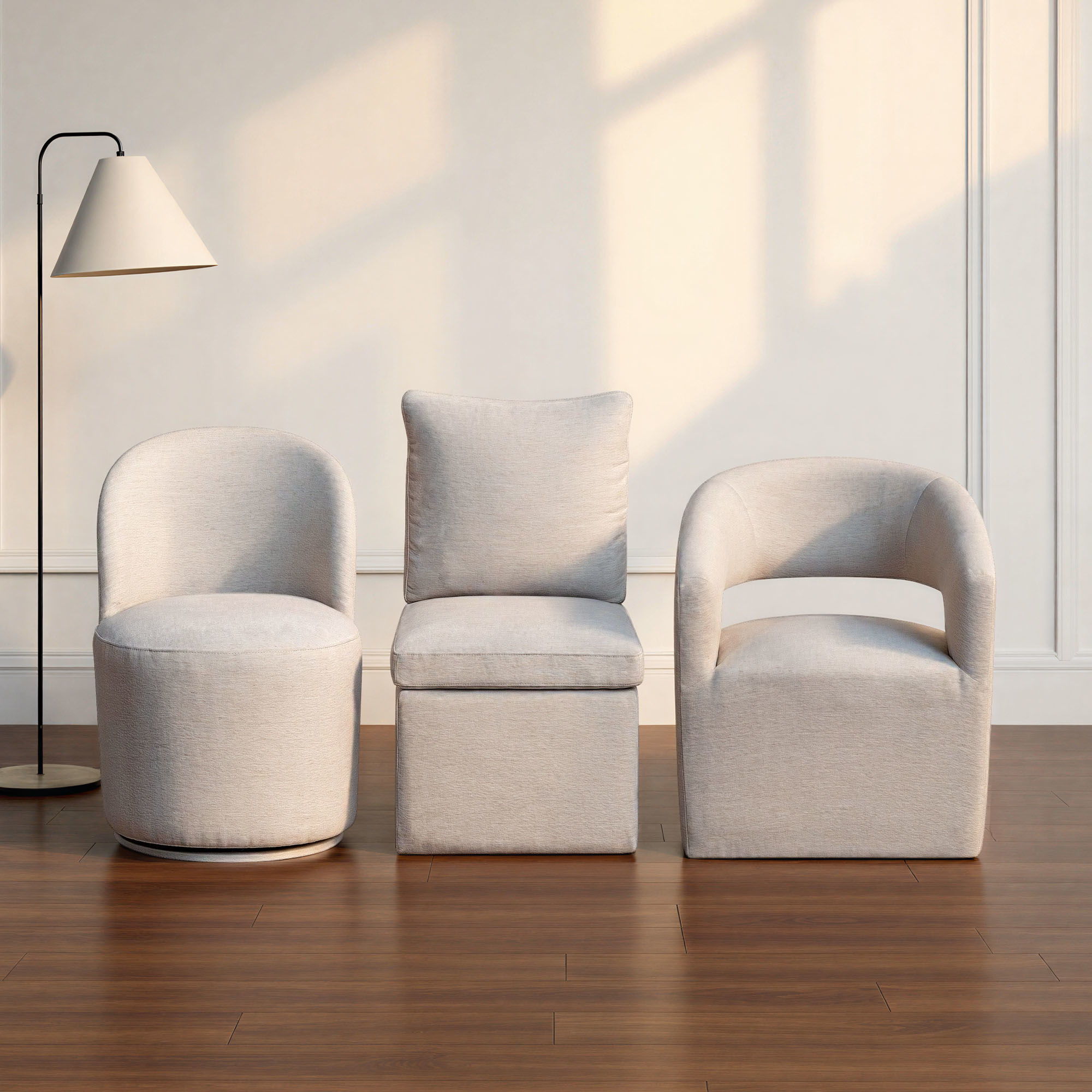 Upholstered Dining Chair Curved Back Modern