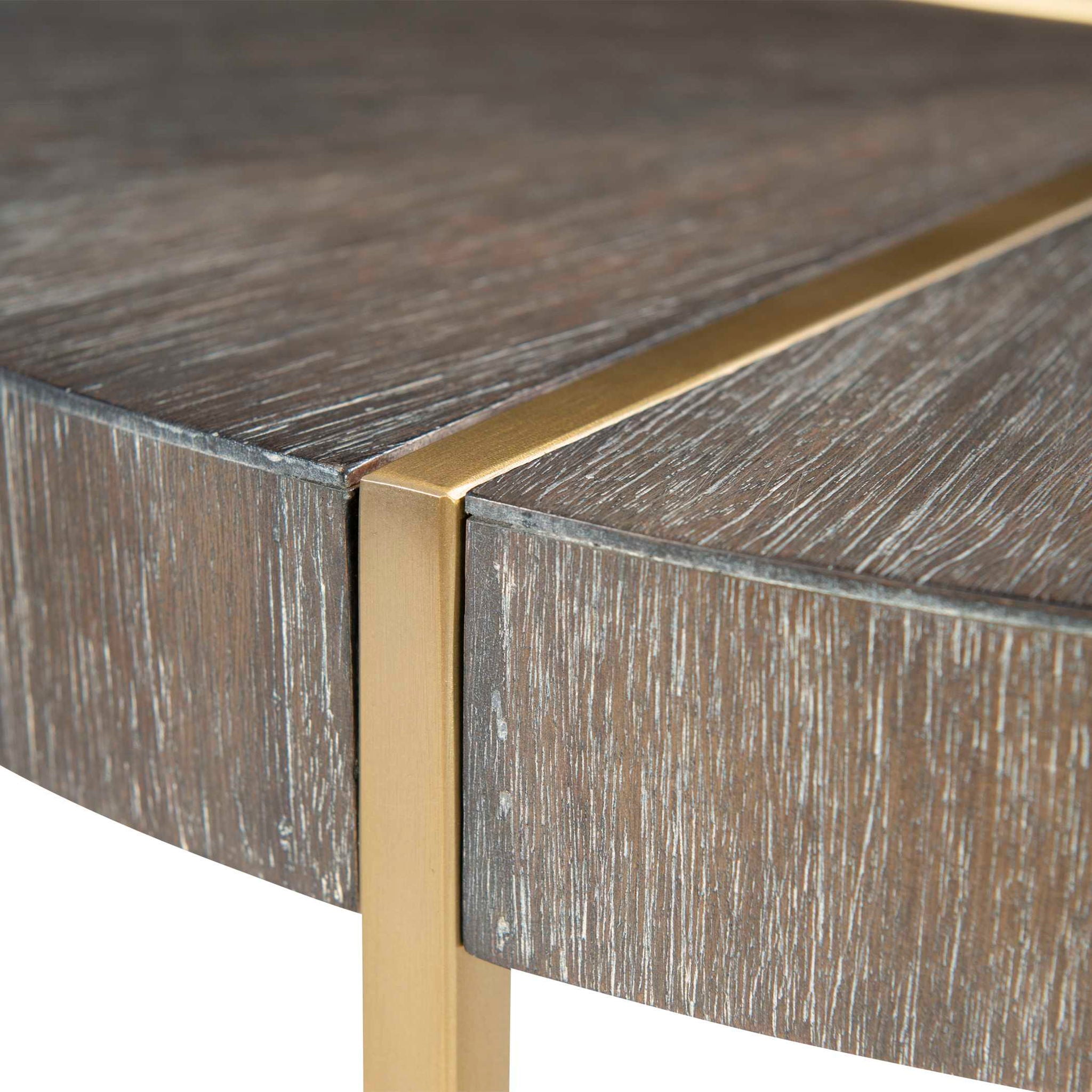 Taja - Round Accent Table - Dark Brown & Gold