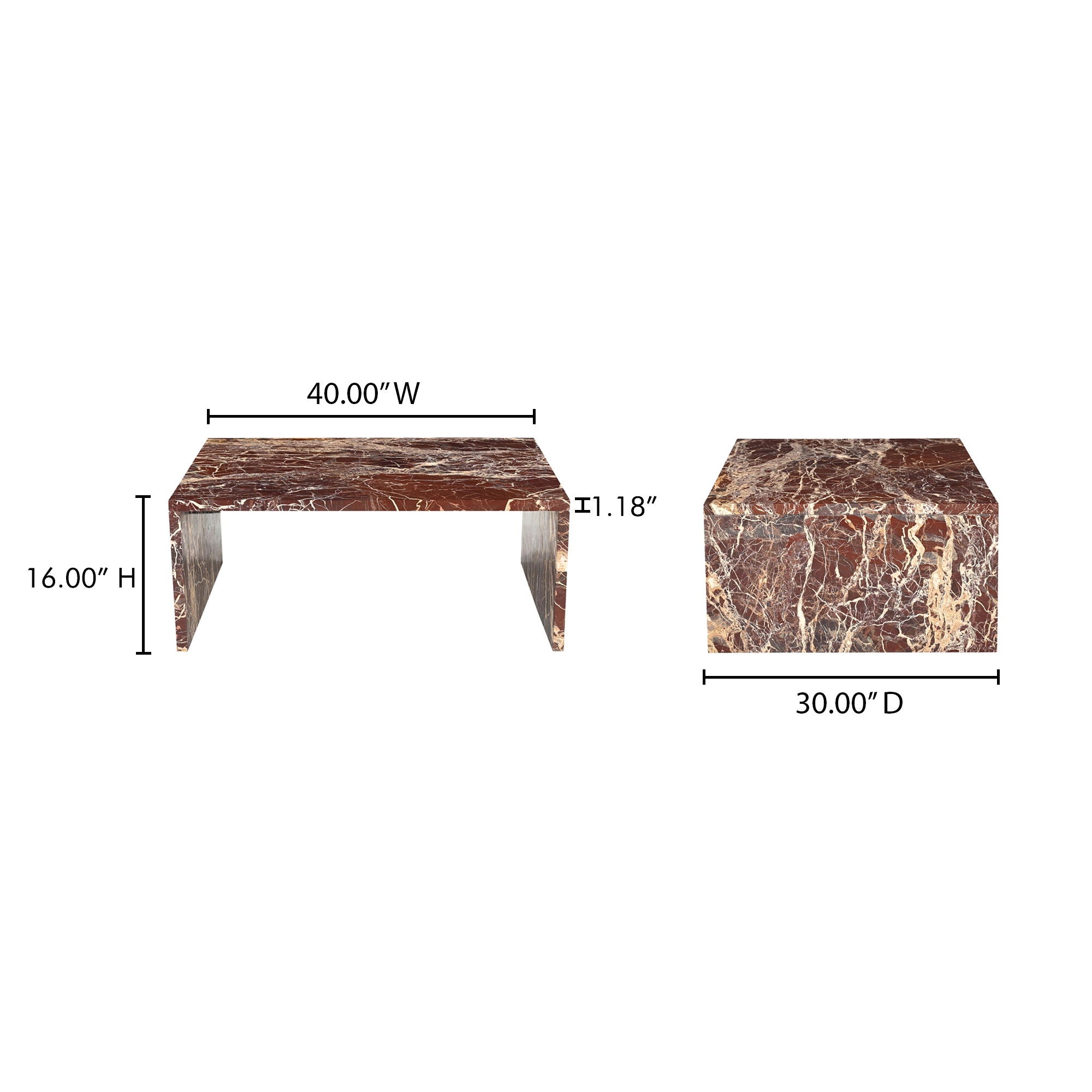 Rosa - Coffee Table - Rosso Levnato Marble