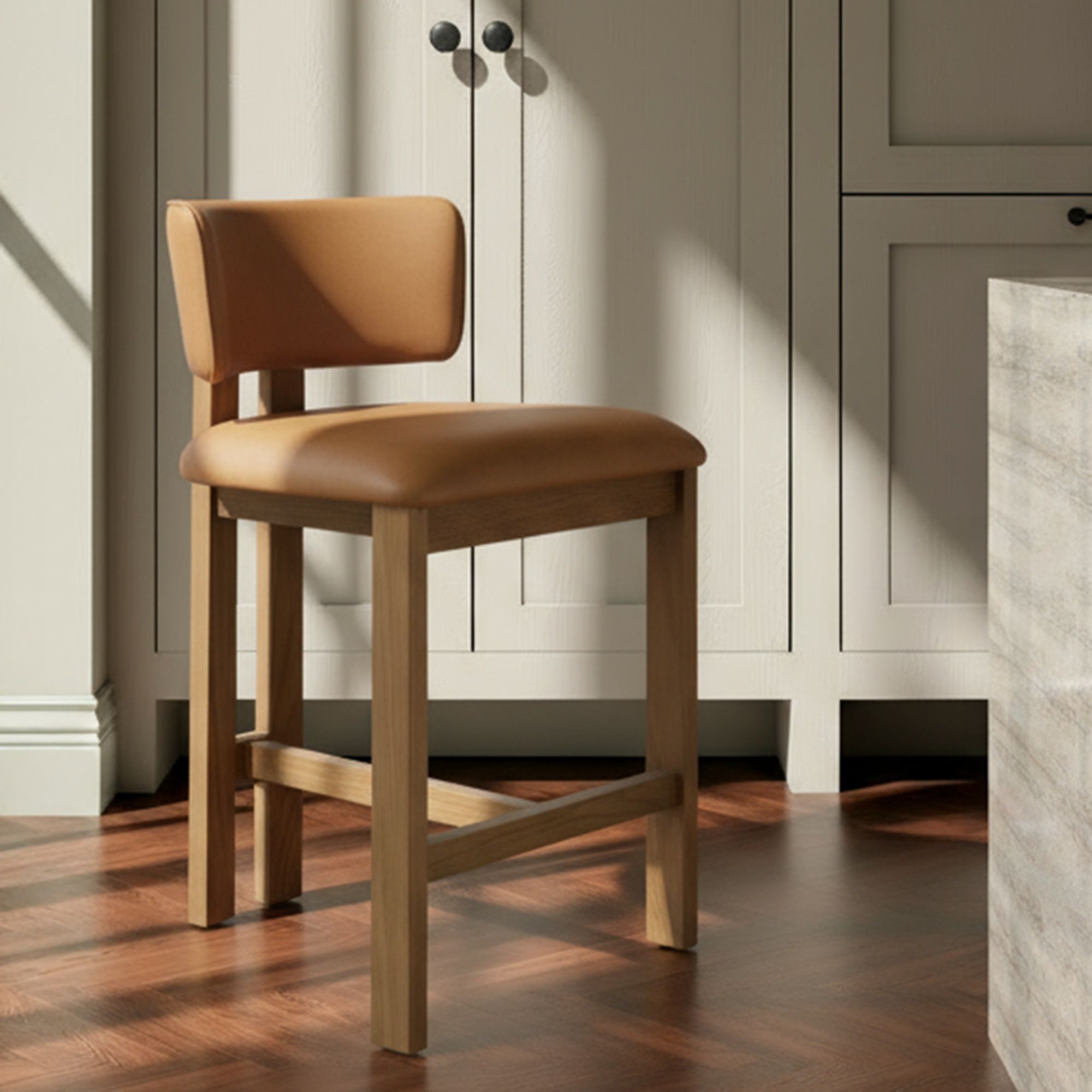 Morel - Leather Counter Stool - Brown