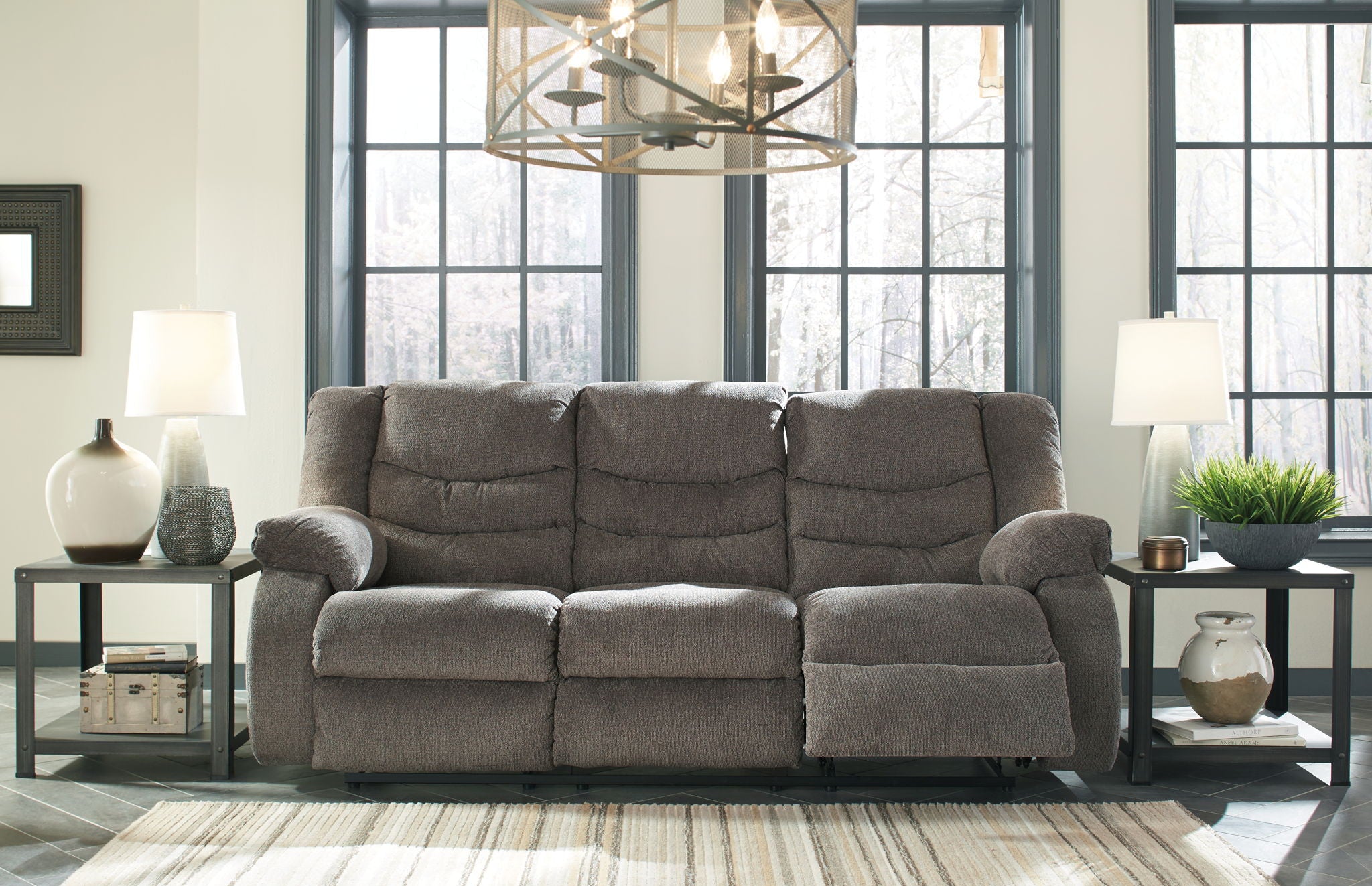 Tulen - 3 Pc. - Reclining Sofa, Reclining Loveseat, Rocker Recliner - Gray