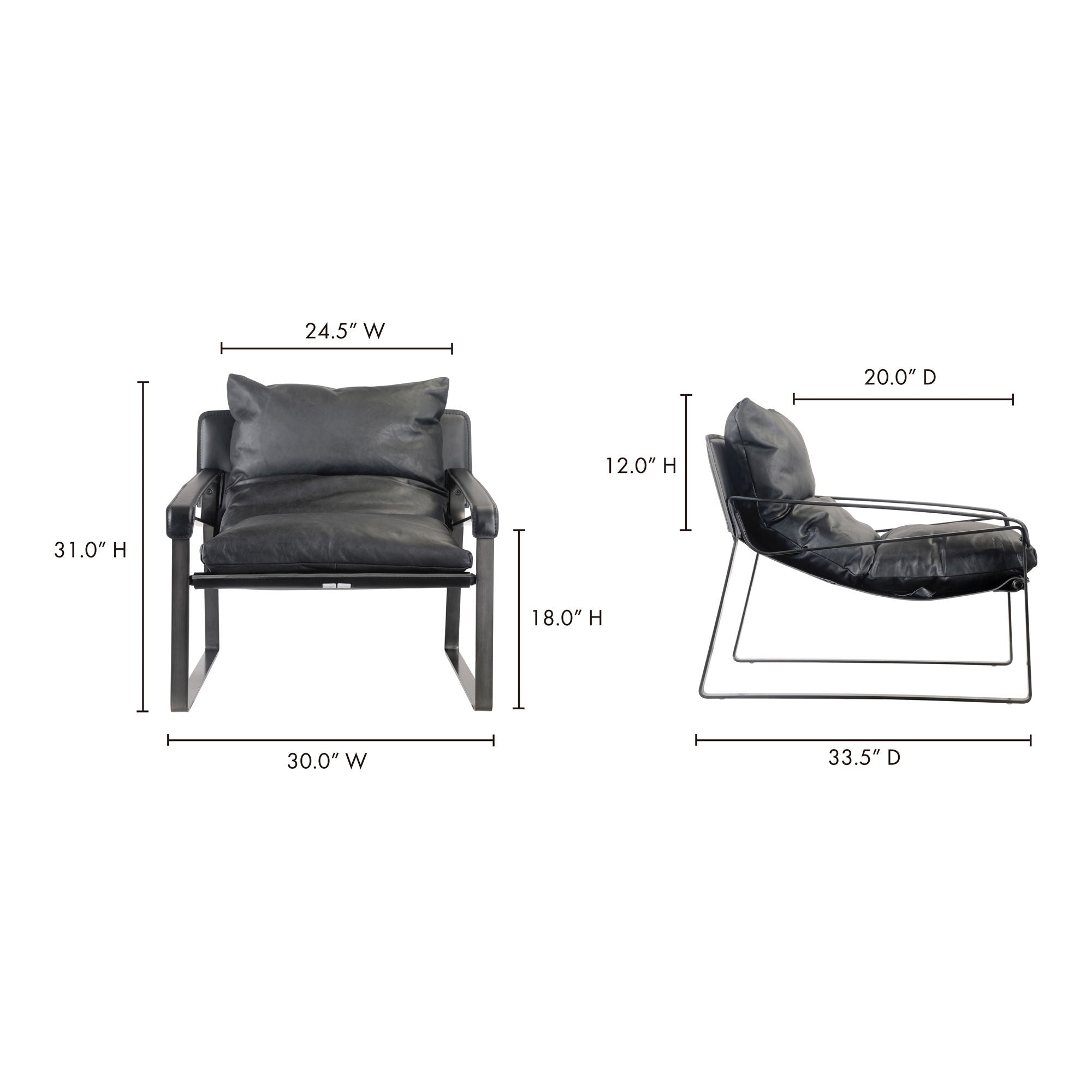 Connor - Leather Club Chair - Black