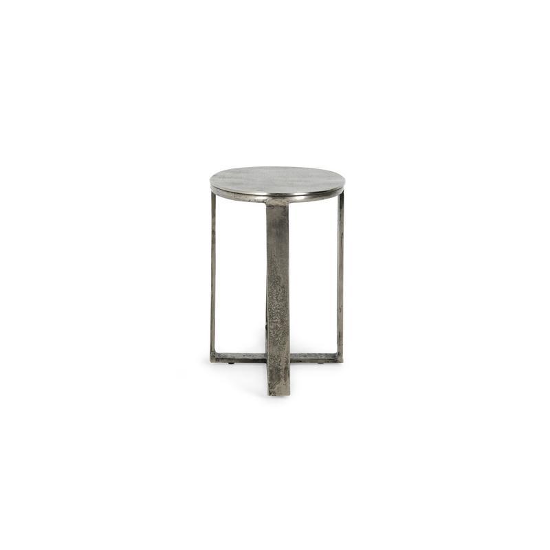 Flores - Oval End Table - Nickel Antique