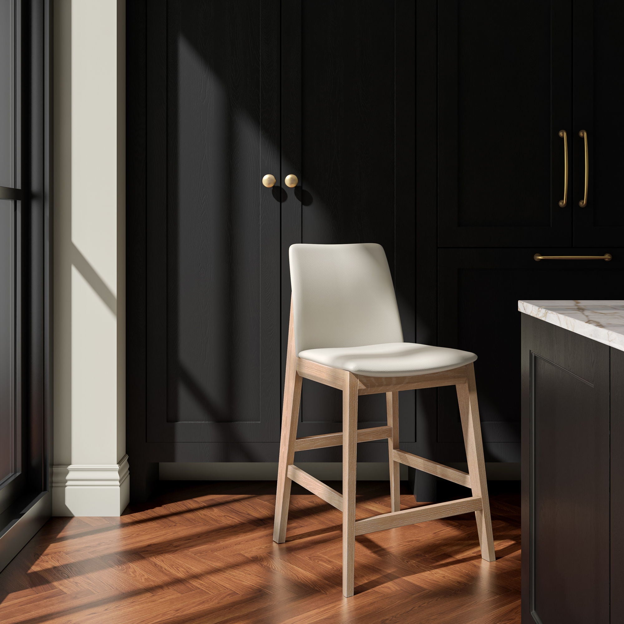 Deco - Counter Stool - White / Light Brown