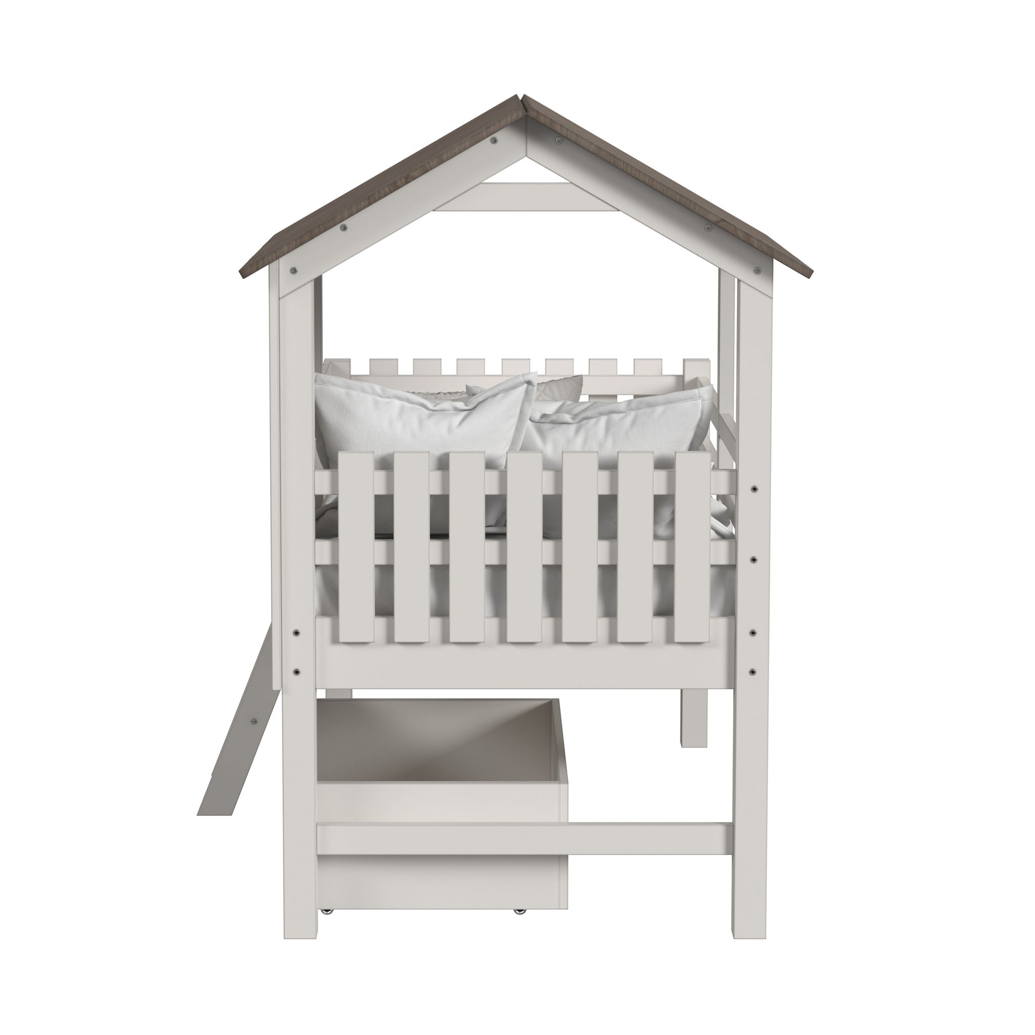 Lodge - Complete Bed With Ladder And Fencing - Cookies / Cream