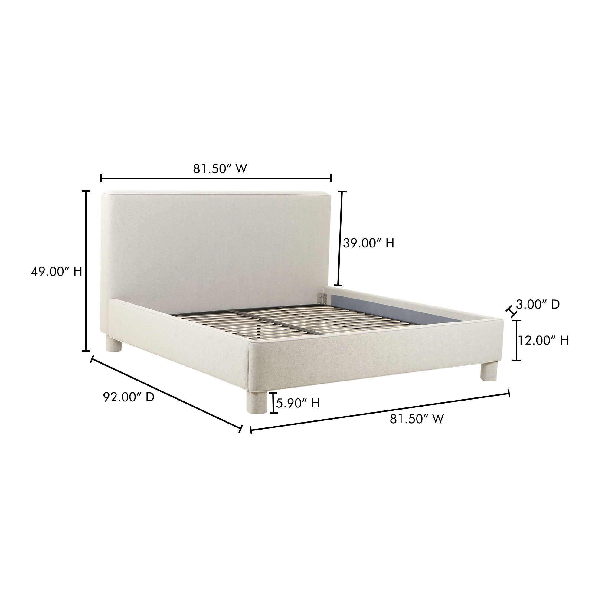 Ichigo - King Bed - Light Gray