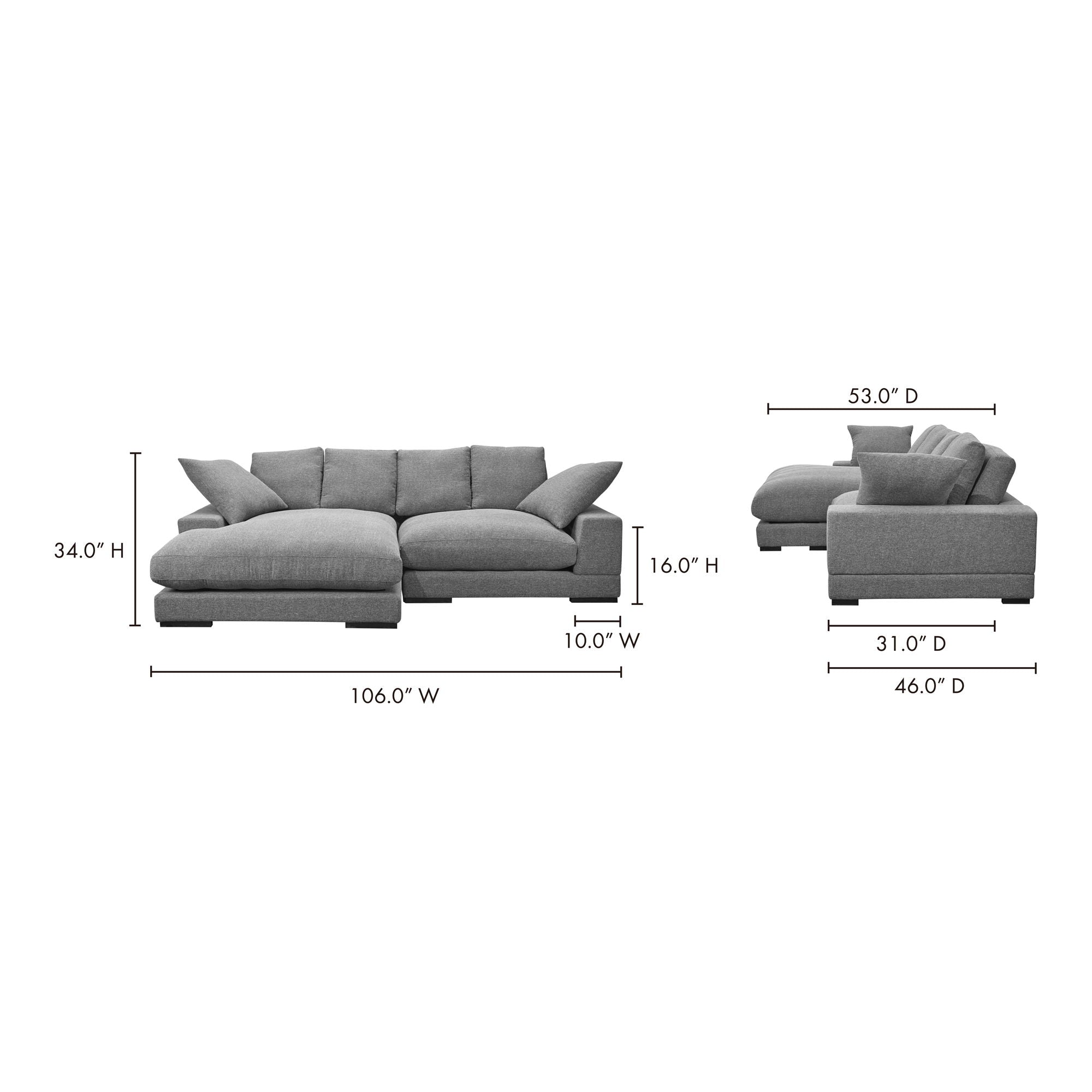 Plunge - Fabric Sectional - Gray