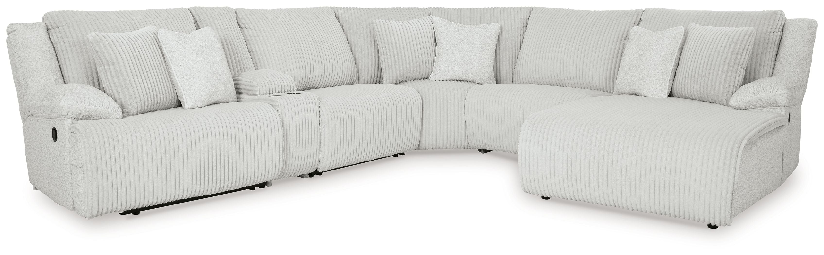 Top Tier - Alloy - 6-Piece Reclining Sectional With Raf Chaise - Fabric