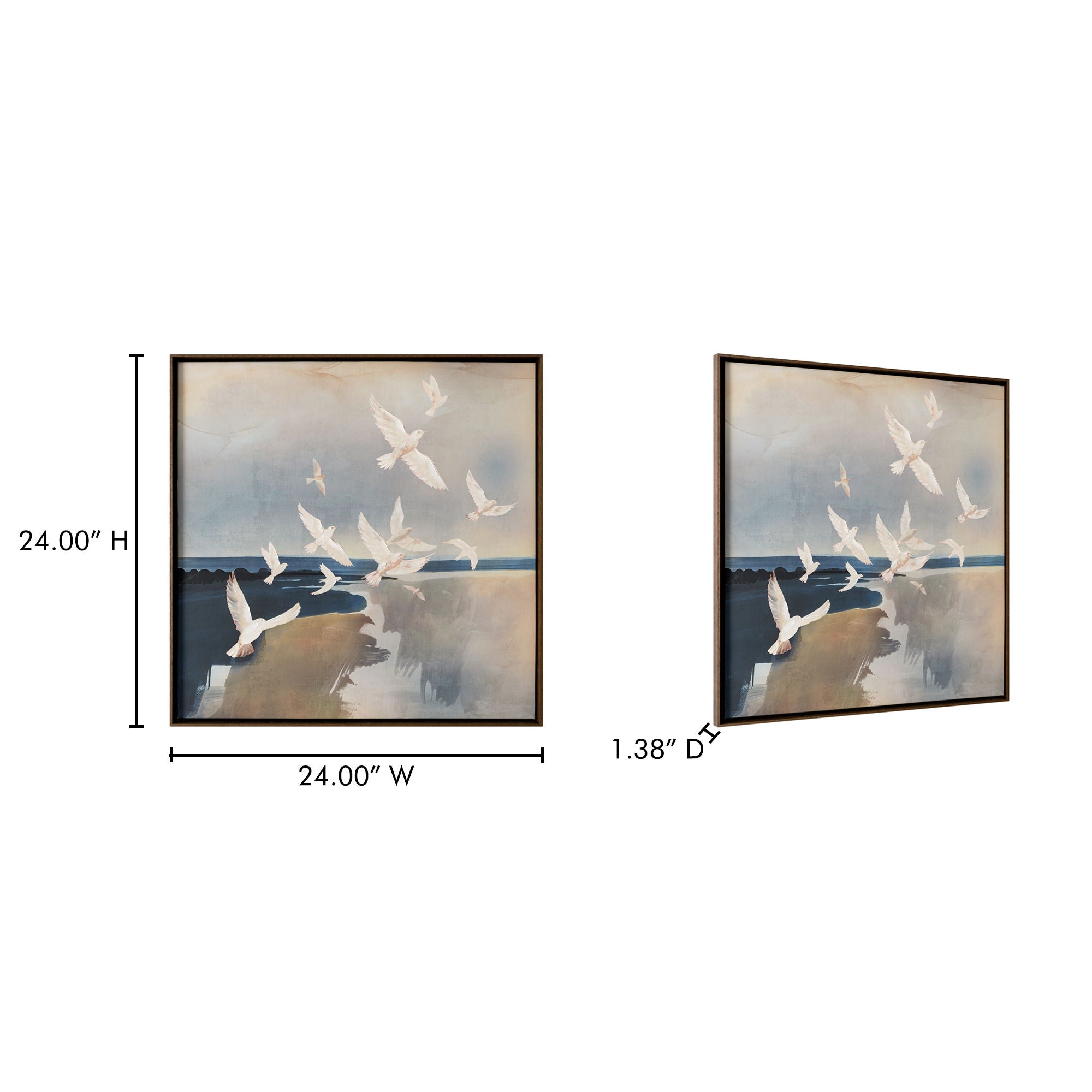 Flock - Framed Painting - Beige