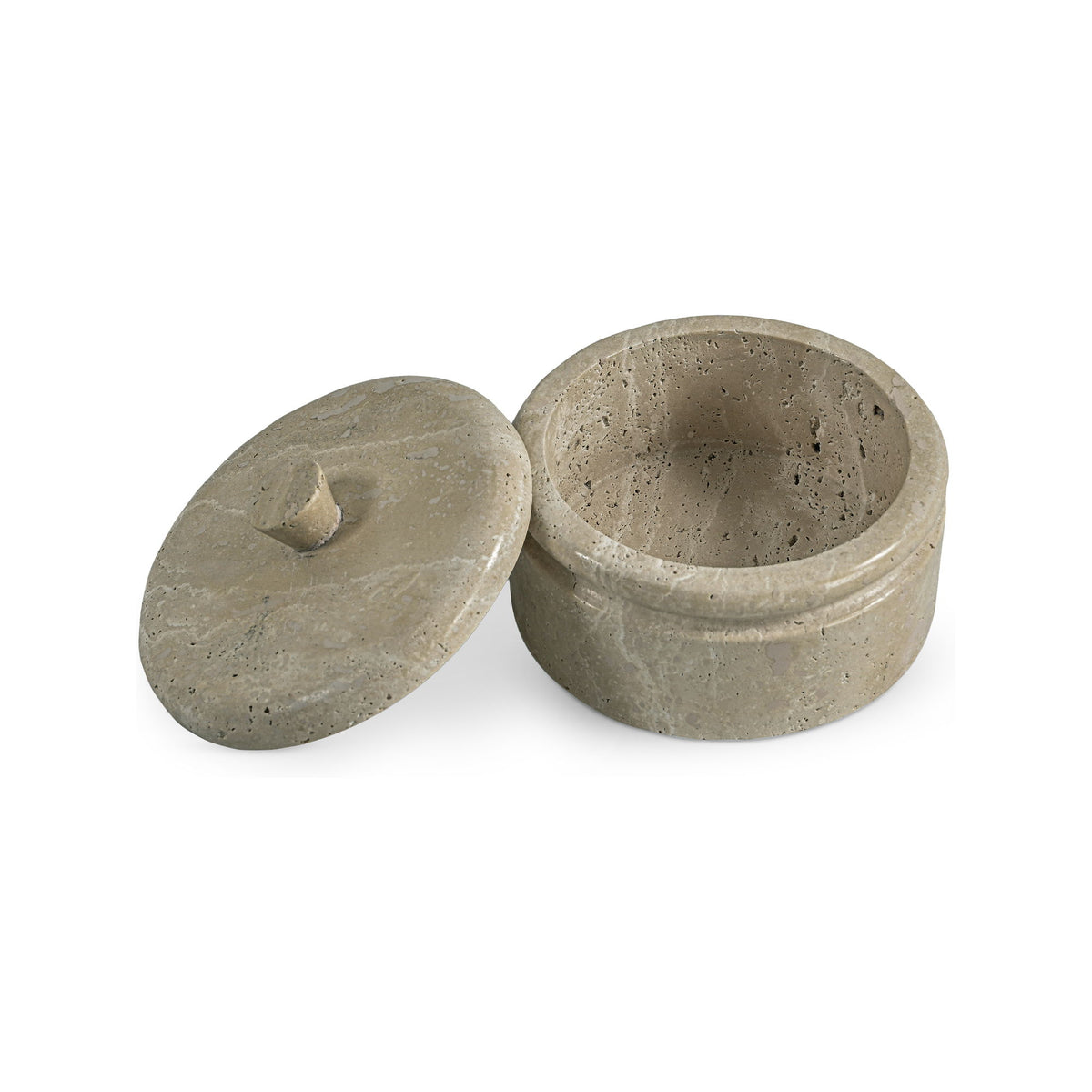 Valencia - Round Travertine Box - Beige