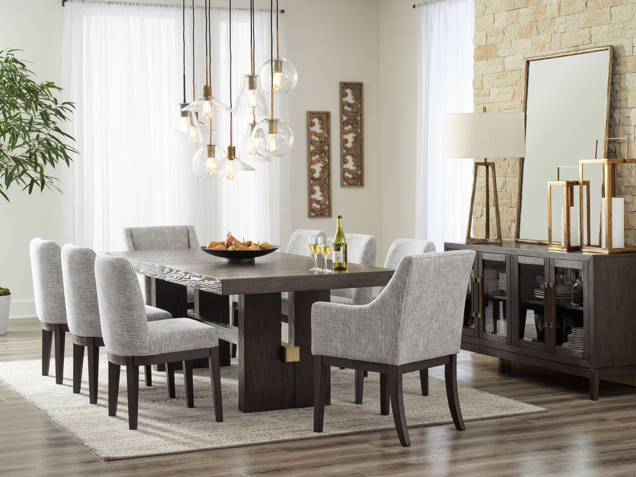 Burkhaus - Beige / Dark Brown - Dining UPH Arm Chair (Set of 2)