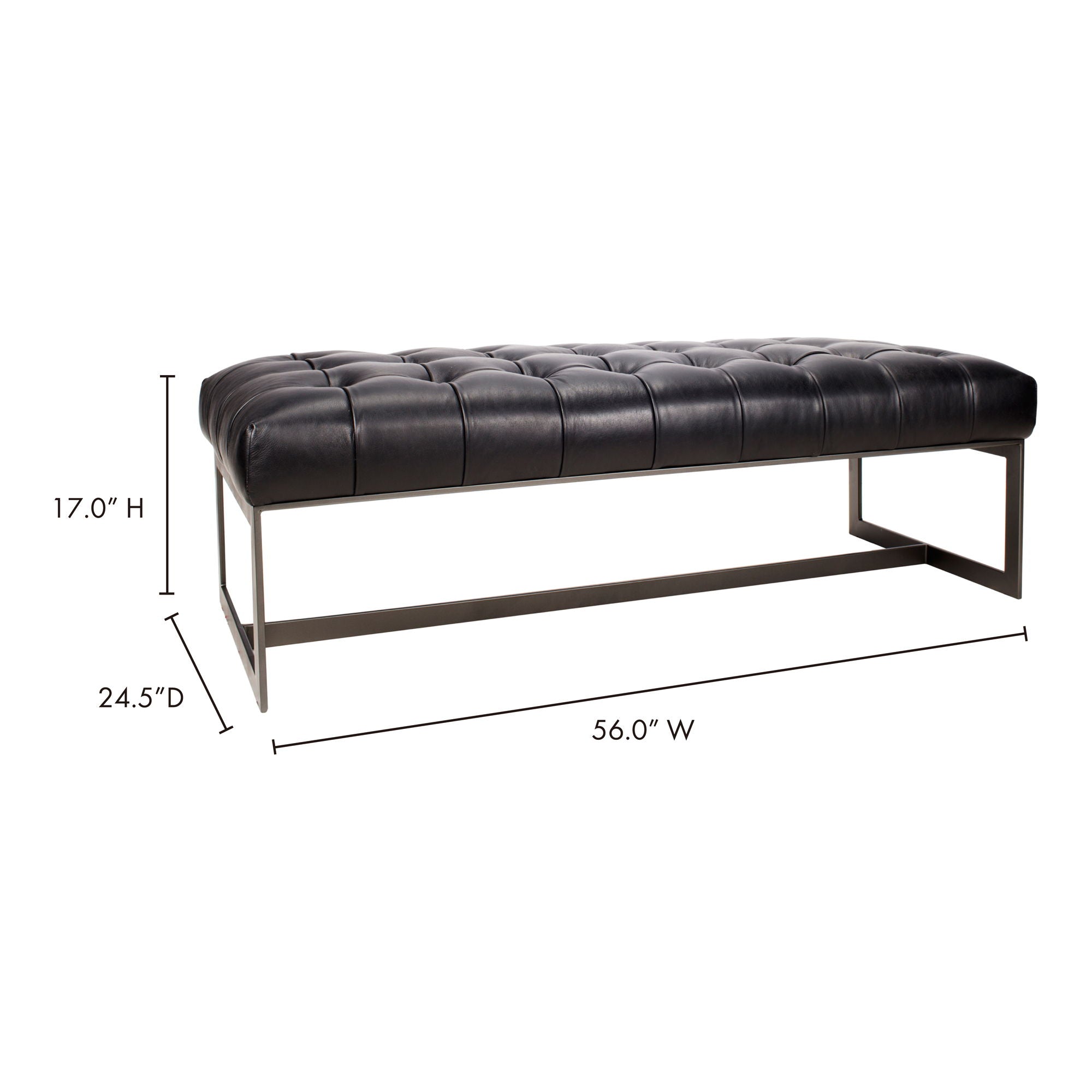 Wyatt - Leather Bench - Black