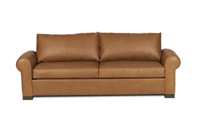 Classic Custom - Rivera Small Sofa With Roll Arm Oste River Leather - Light Brown