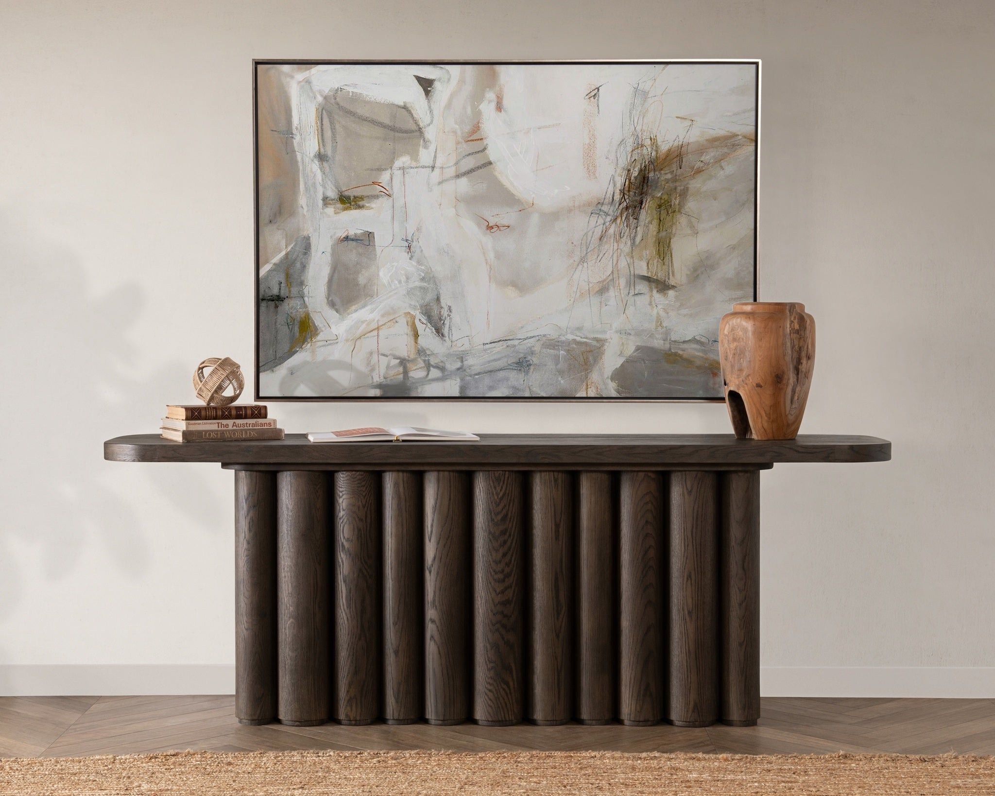 Tiber - Oak Wood 90" Console Table - Toasted Brown
