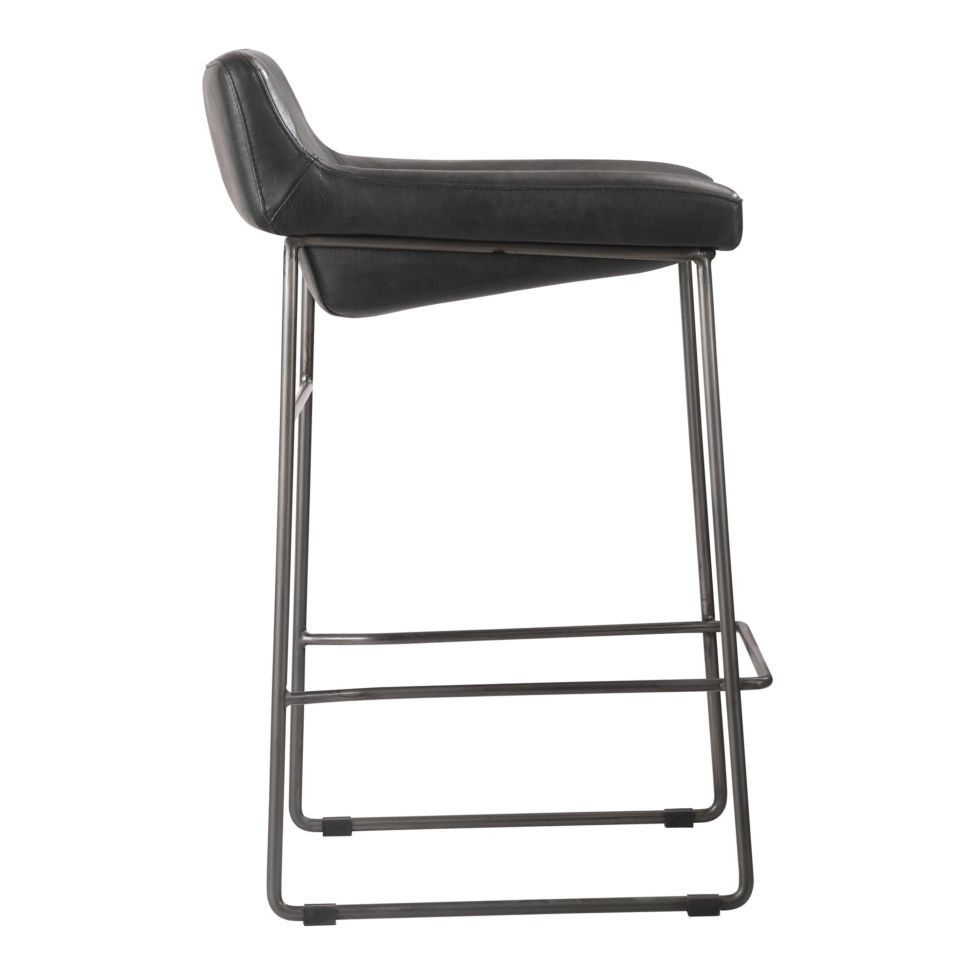 Starlet - Counter Stool Leather (Set of 2) - Onyx Black