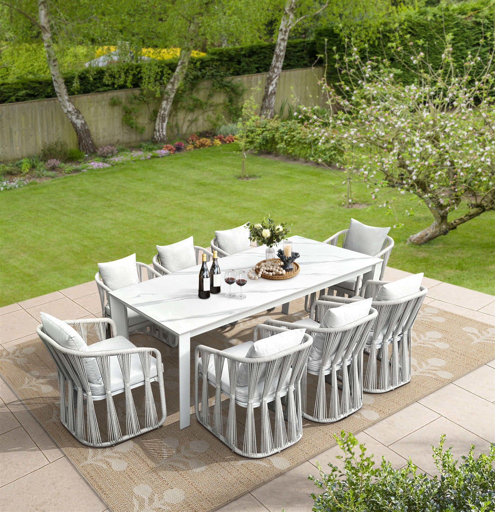 Alexa - Outdoor Dining Side Arm Chair - White