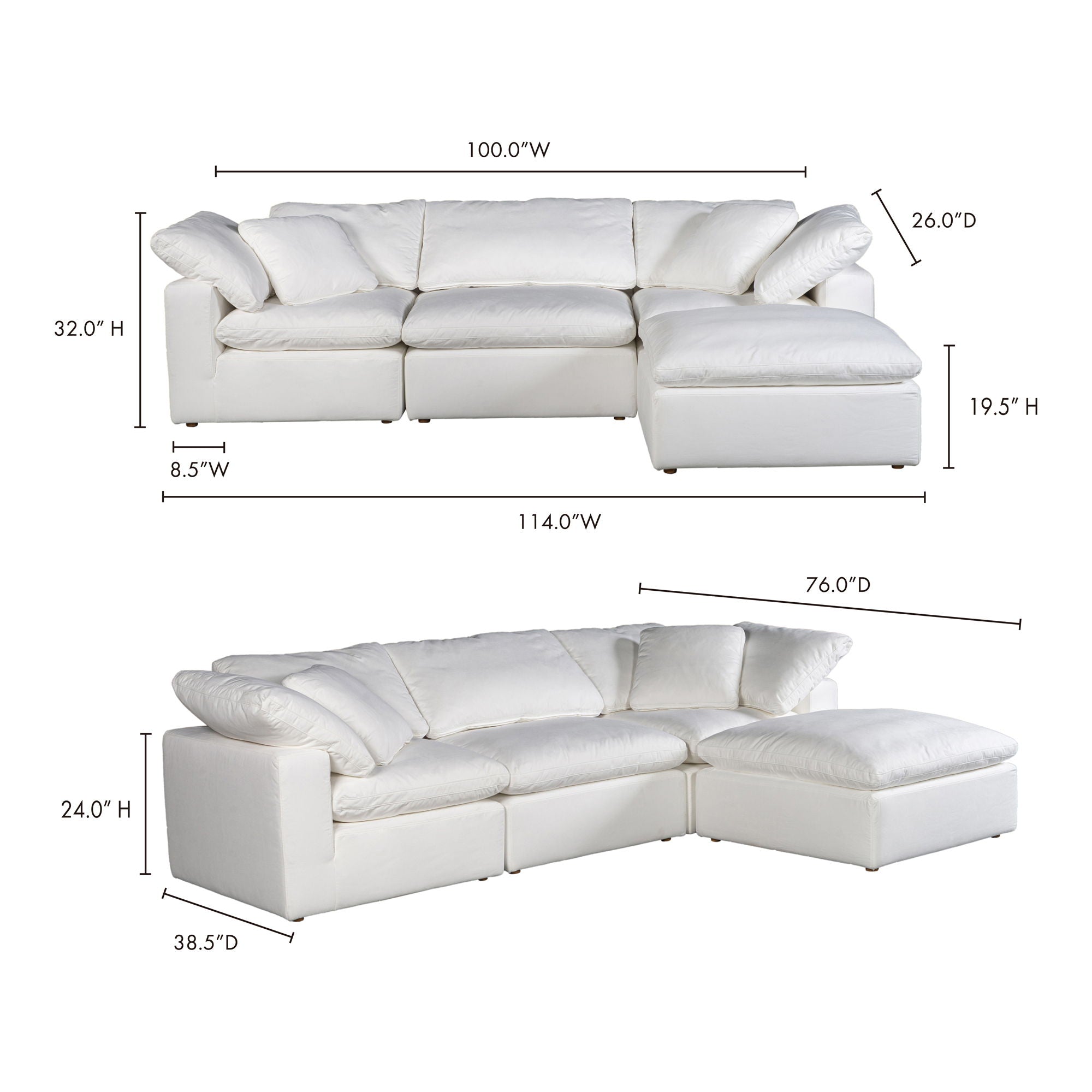 Terra - Livesmart Fabric Condo Lounge Modular Sectional - Cream