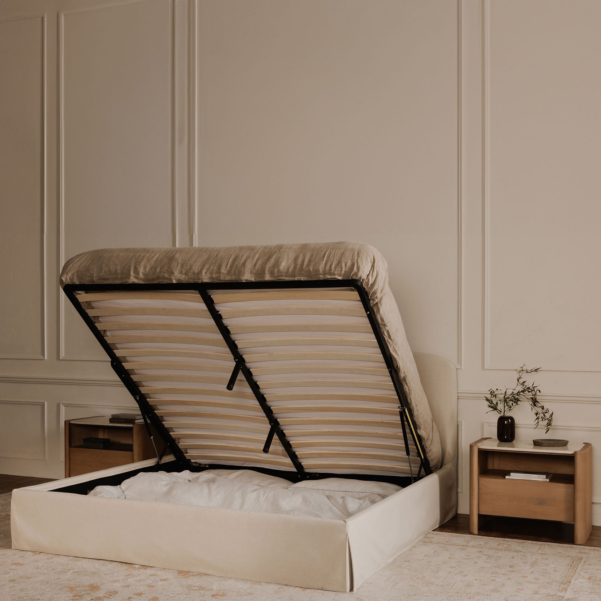 Joan - Queen Storage Bed - Cream