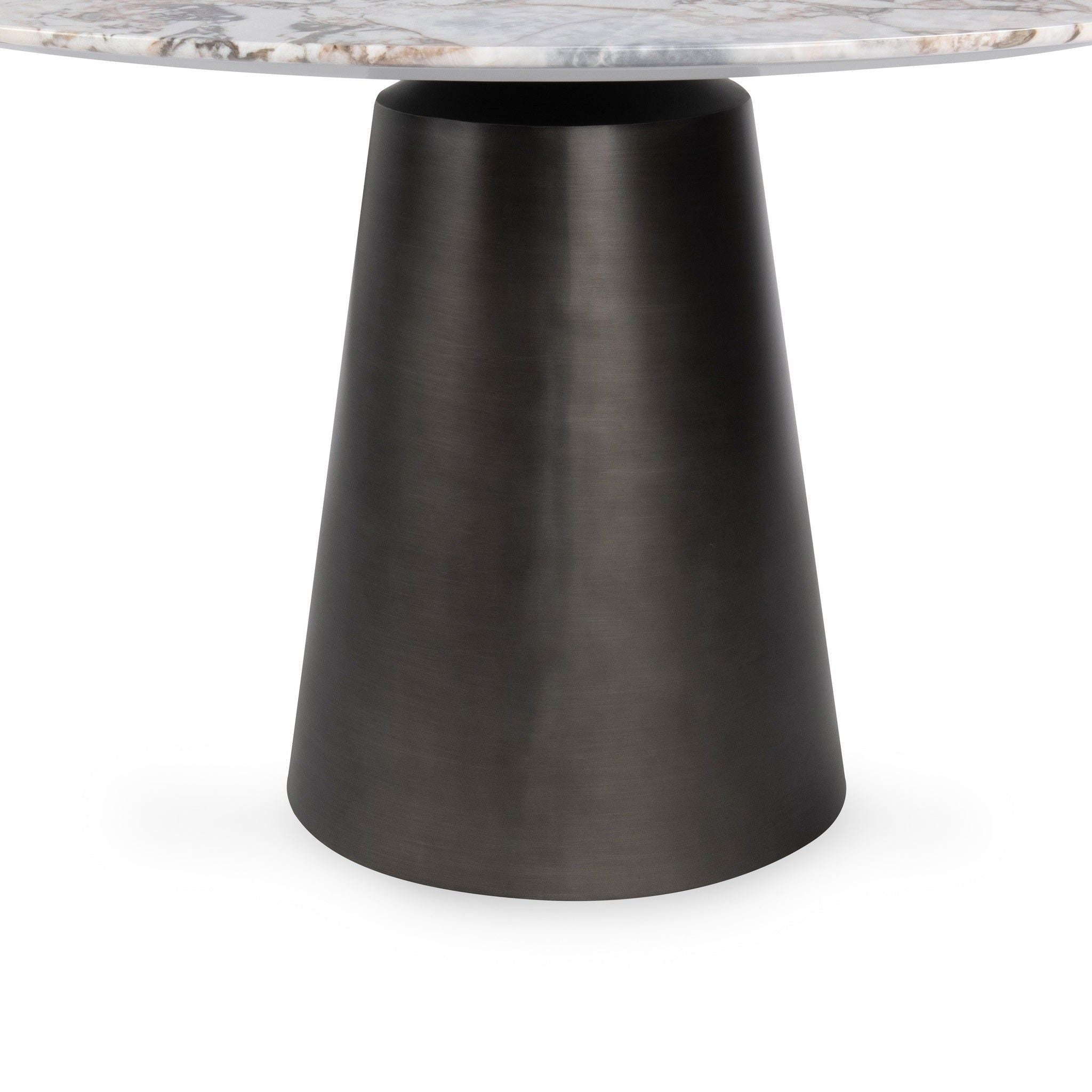 Bellina - Marble Round Dining Table - Cedar Brown/ Black