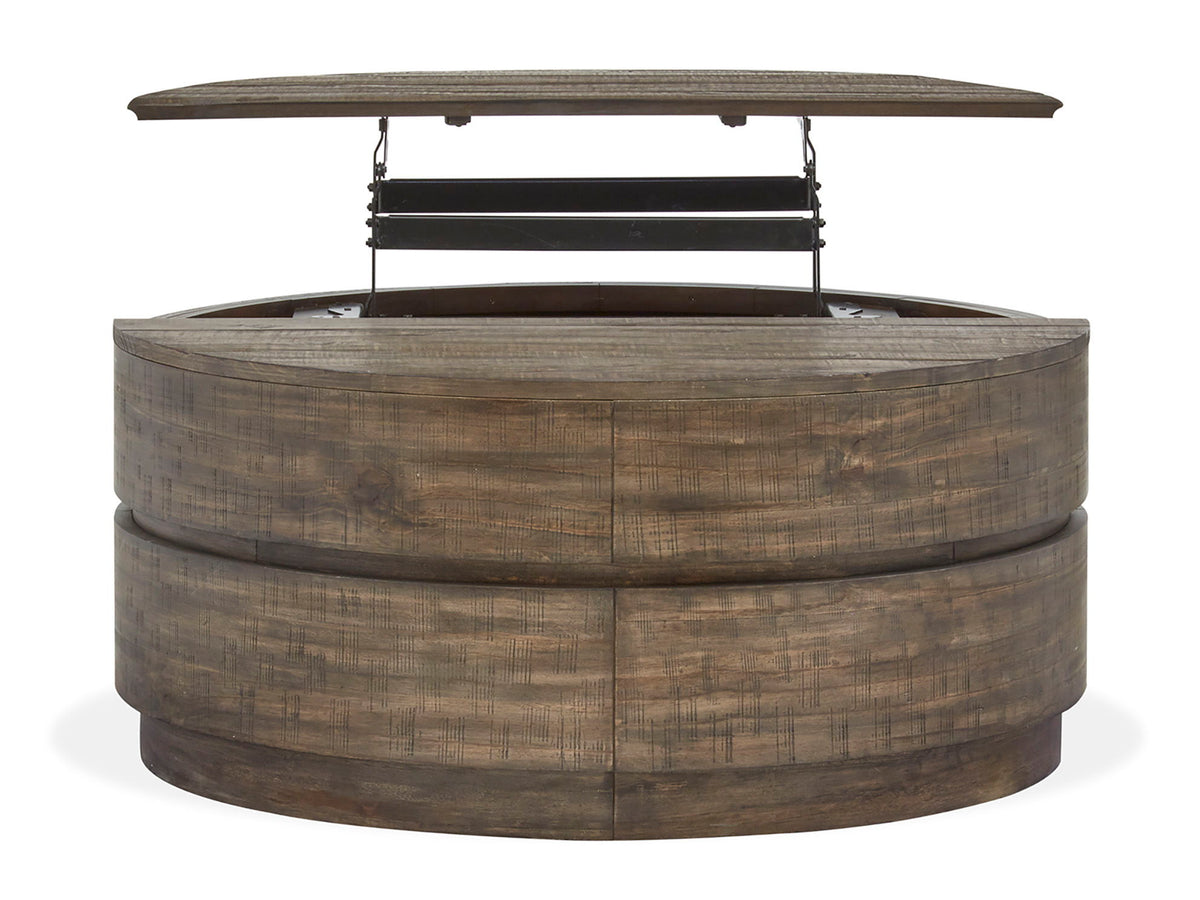 Baisden - Round Lift Top Cocktail Table With Casters - Tobacco