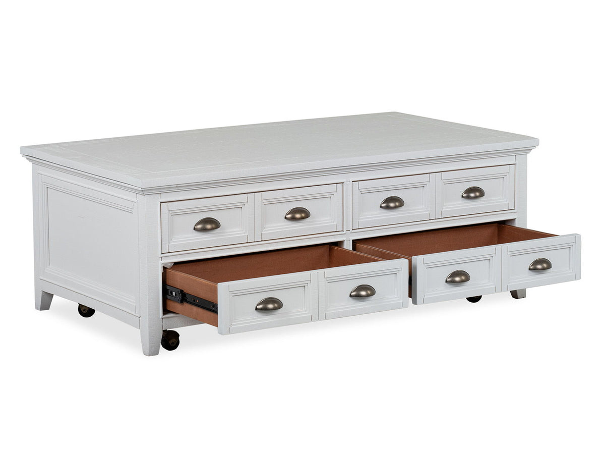 Heron Cove - Lift Top Storage Cocktail Table With Casters - Chalk White